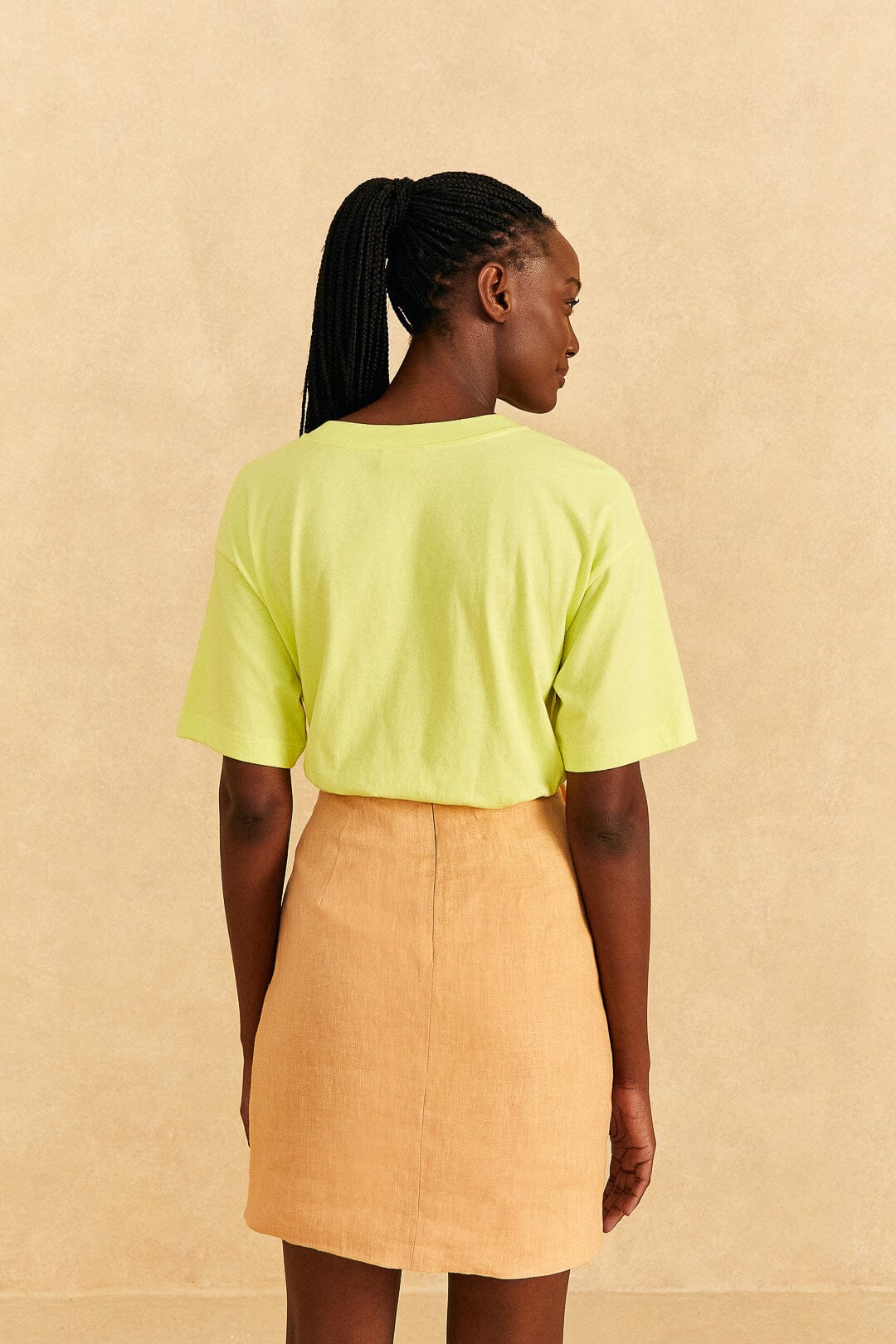 Farm Rio Beige Leaf Organic Cotton Mini Skirt