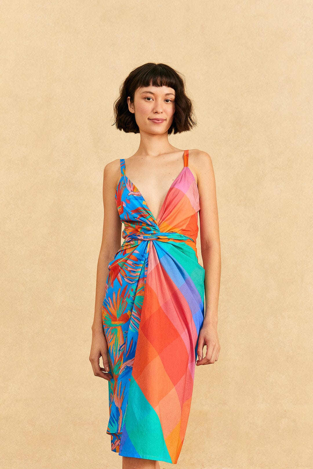 Farm Rio Blue Painted Birds Midi Cover-Up