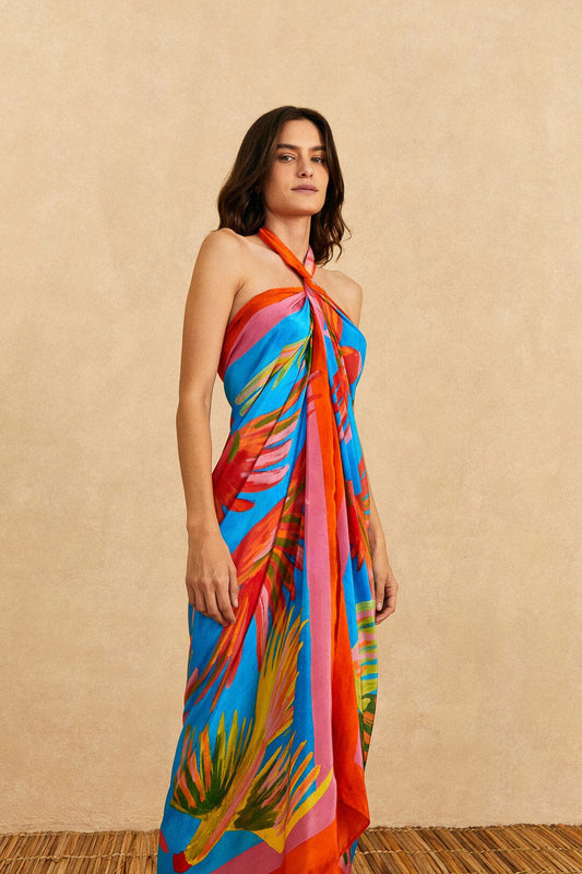 Farm Rio Blue Painted Birds Sarong