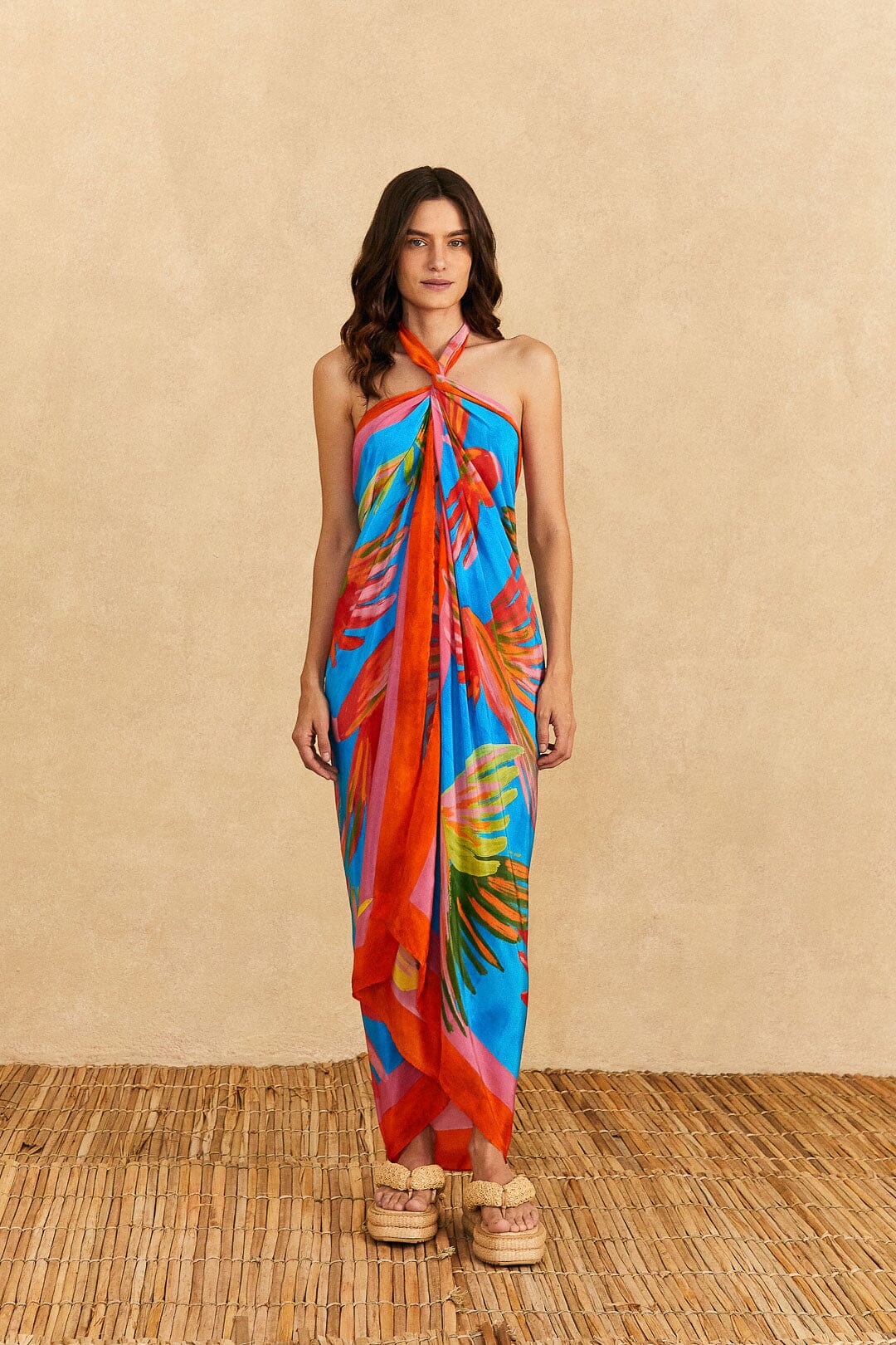 Farm Rio Blue Painted Birds Sarong