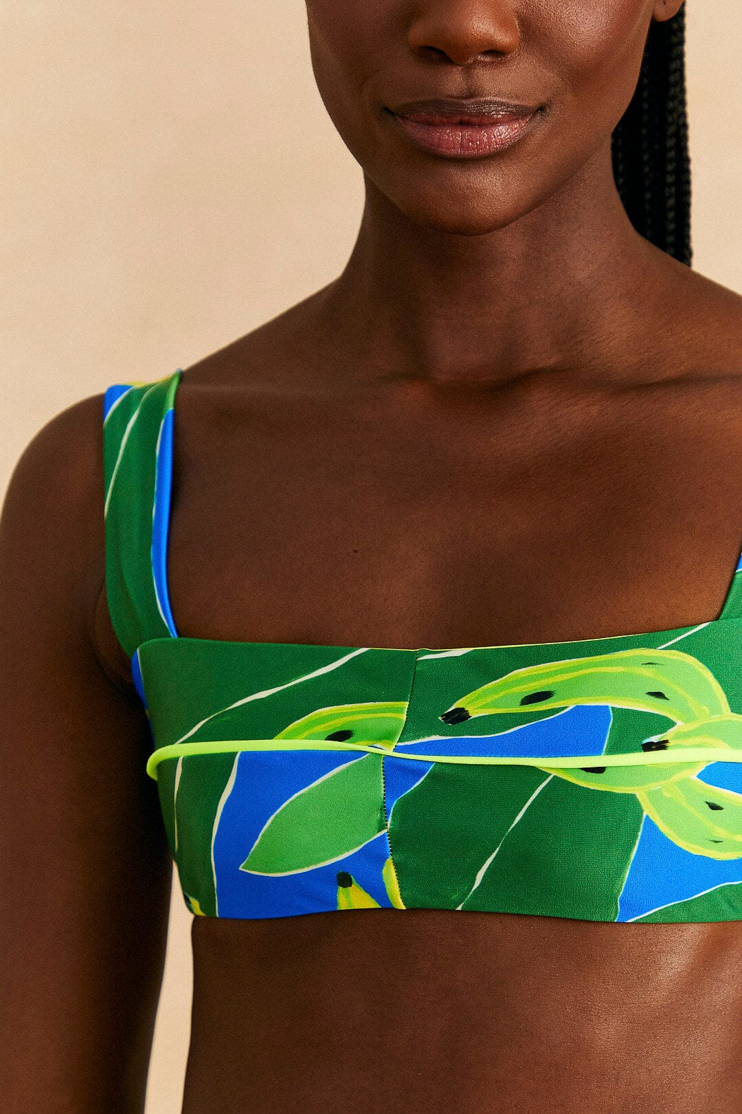 Farm Rio Blue Banana Leaves Bikini Top