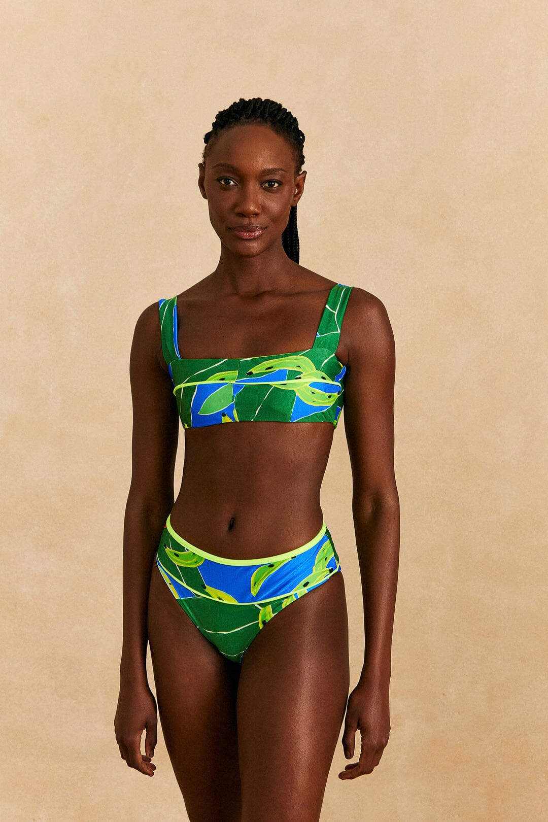 Farm Rio Blue Banana Leaves Bikini Top
