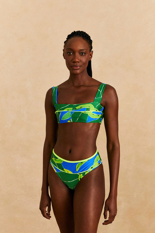 Farm Rio Blue Banana Leaves Bikini Bottom