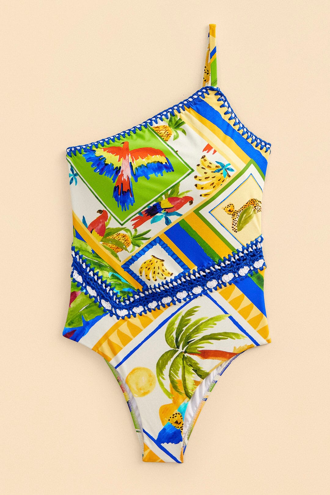 Farm Rio Bahia Mixed Scarves One-piece Swimsuit