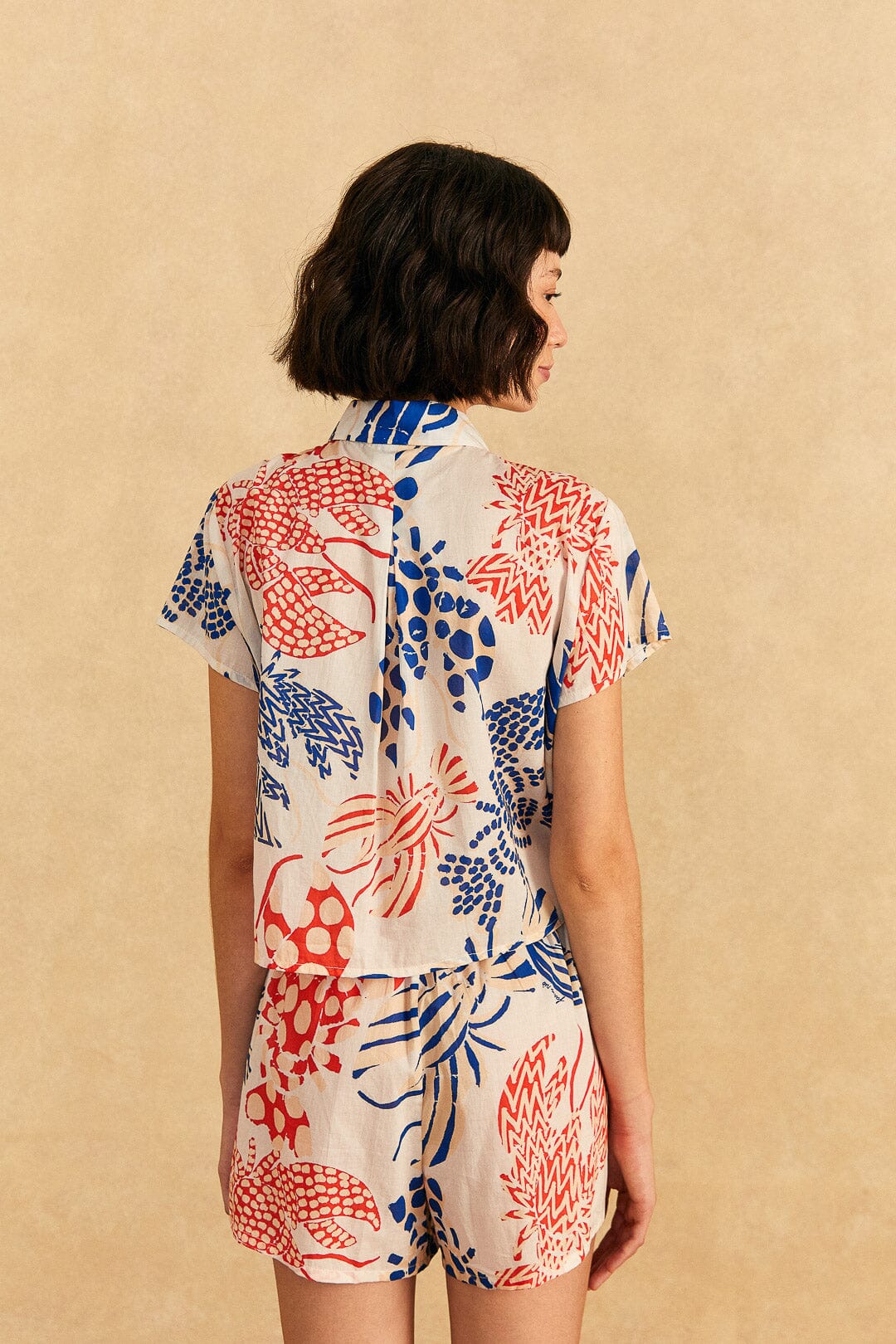 Farm Rio Off-White Mixed Lobster Shirt