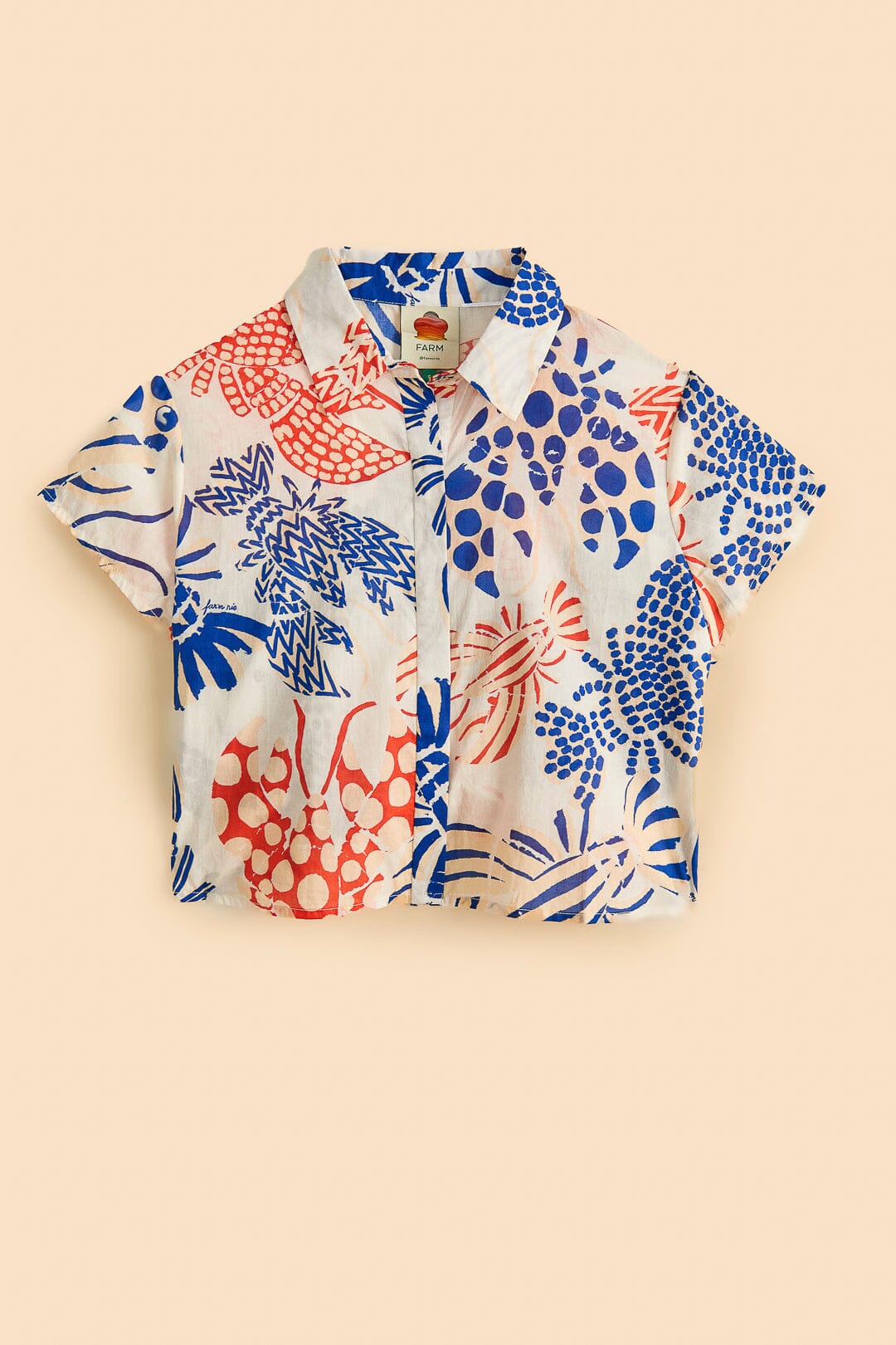 Farm Rio Off-White Mixed Lobster Shirt