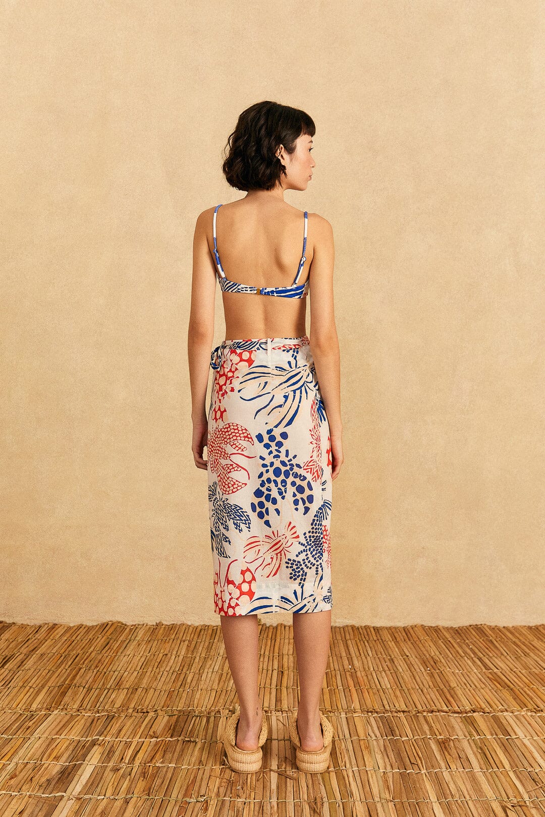 Farm Rio Off-White Mixed Lobster Wrap Skirt