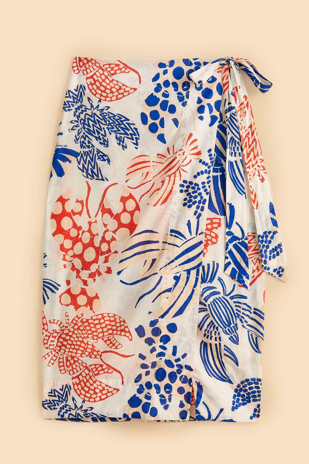Farm Rio Off-White Mixed Lobster Wrap Skirt