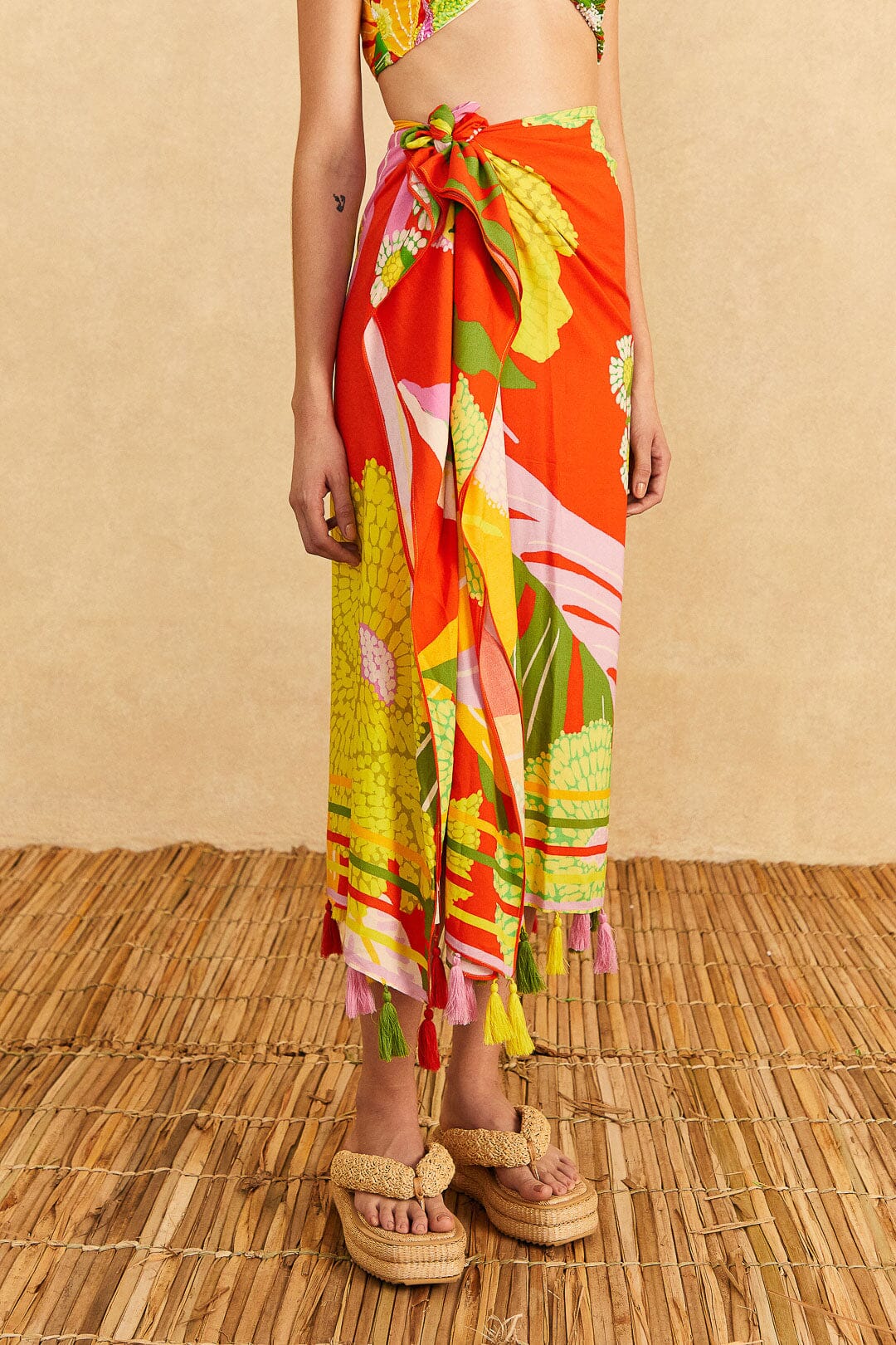Farm Rio Red Neon Floral Sarong