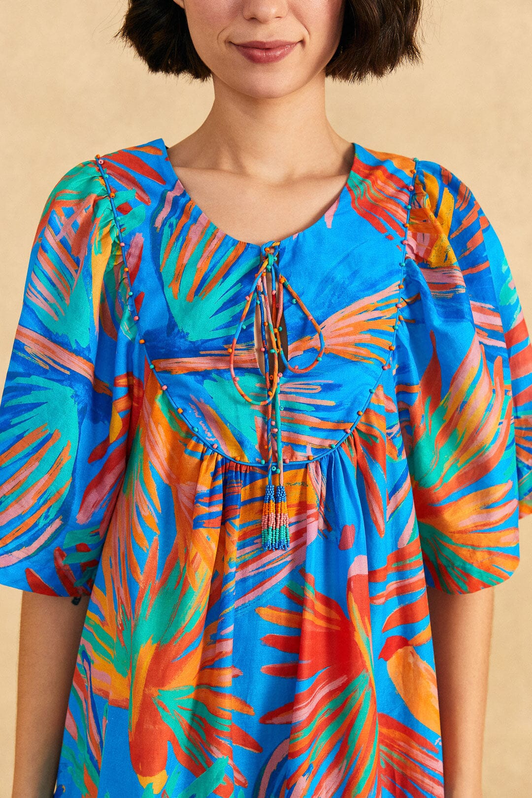 Farm Rio Blue Painted Birds Maxi Cover-Up