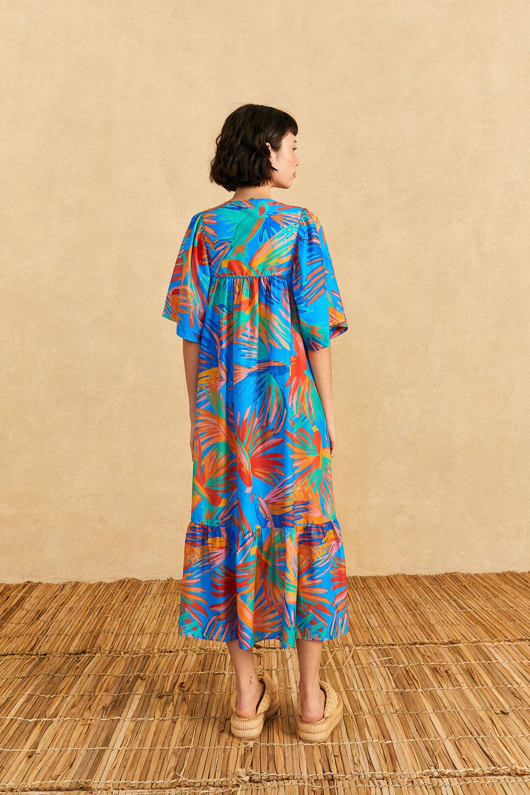 Farm Rio Blue Painted Birds Maxi Cover-Up