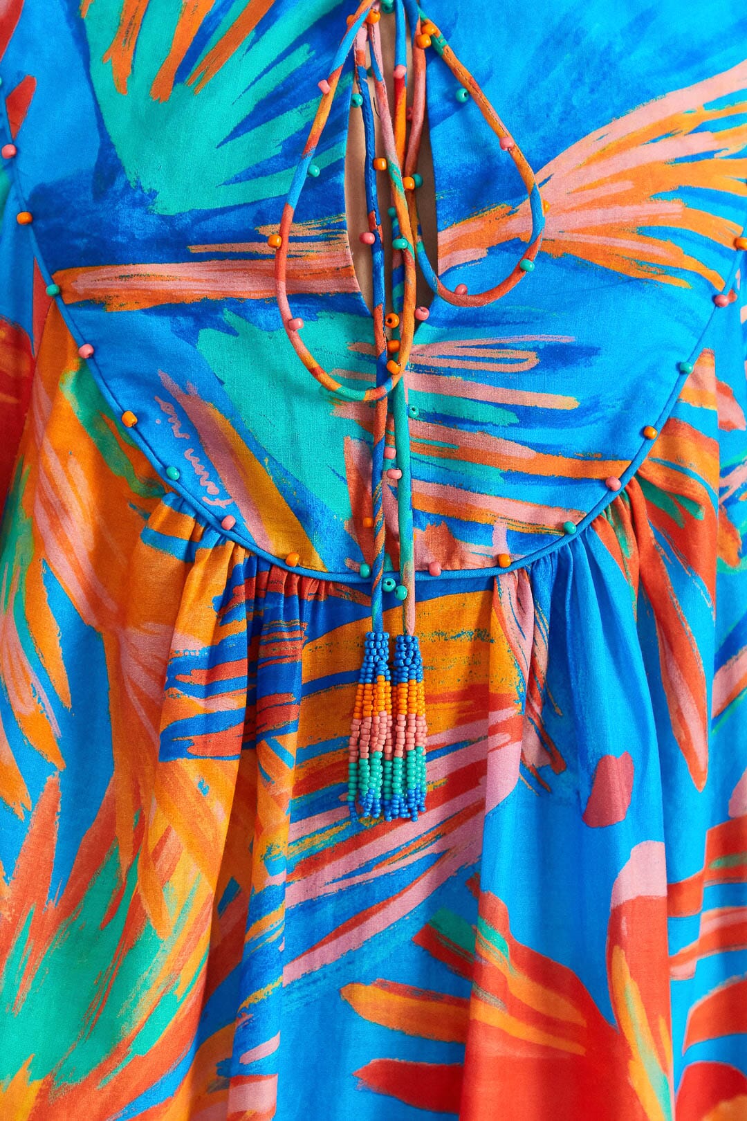 Farm Rio Blue Painted Birds Maxi Cover-Up