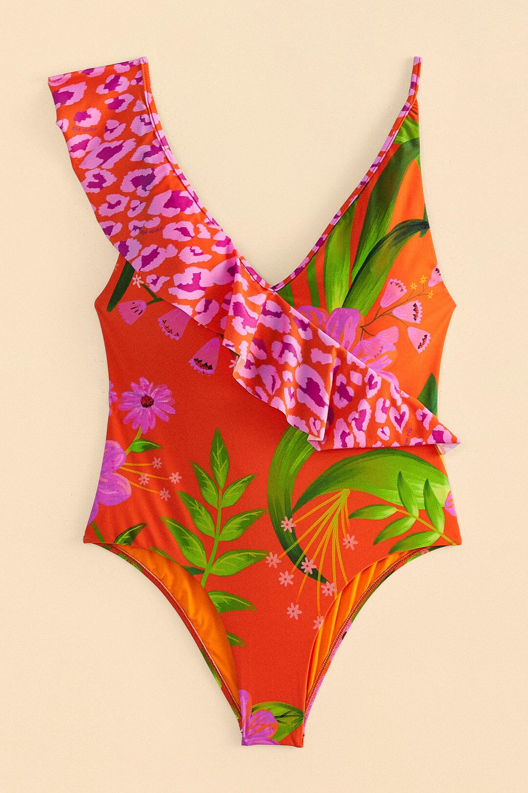 Farm Rio Romantic Garden & Leopard Pop One-Piece Swimsuit