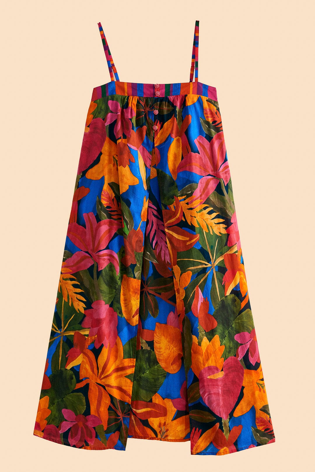 Farm Rio Blue Floral Tropical & Colorful Stripes Cover-Up