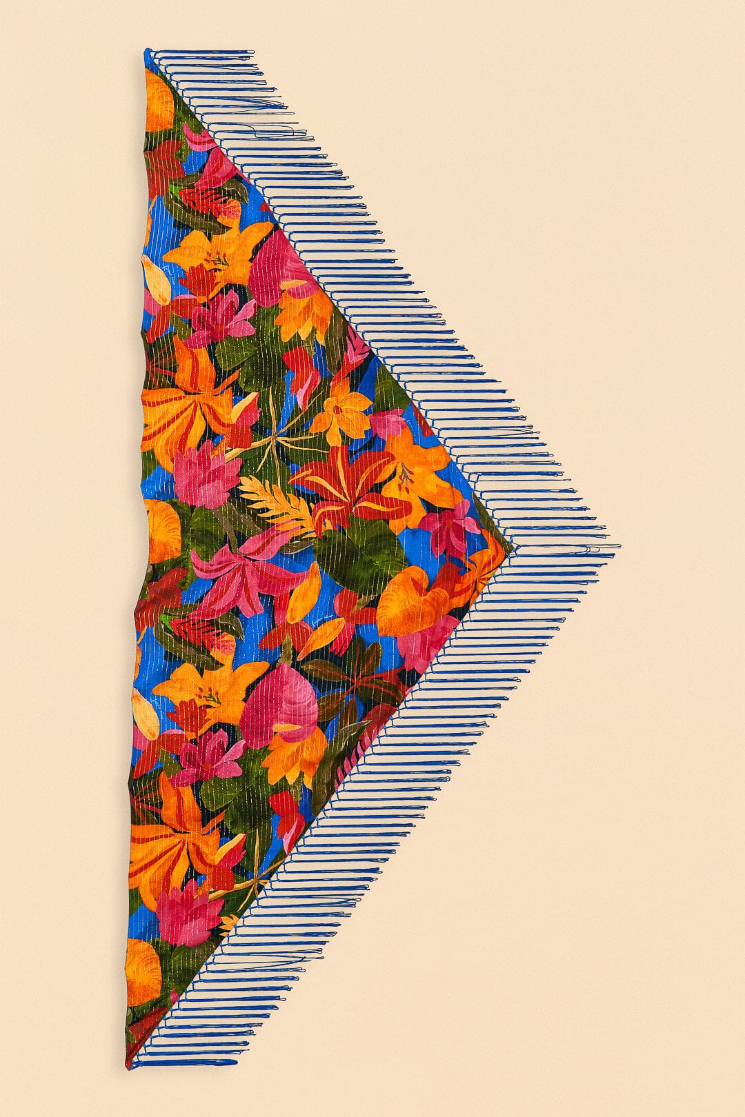 Farm Rio Blue Floral Tropical & Colorful Stripes Sarong