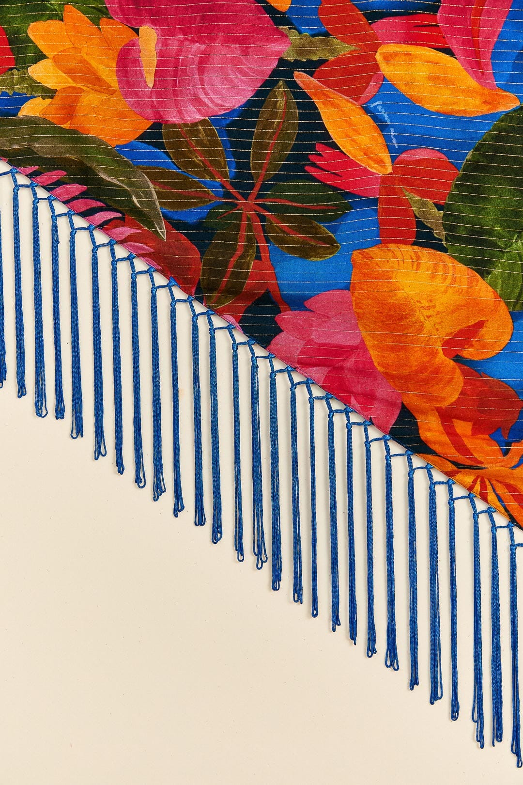 Farm Rio Blue Floral Tropical & Colorful Stripes Sarong