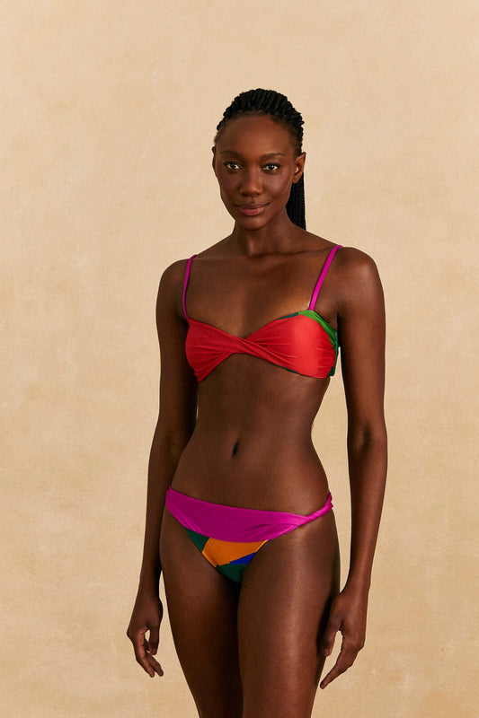 Farm Rio Colorful Leaves Bikini Top