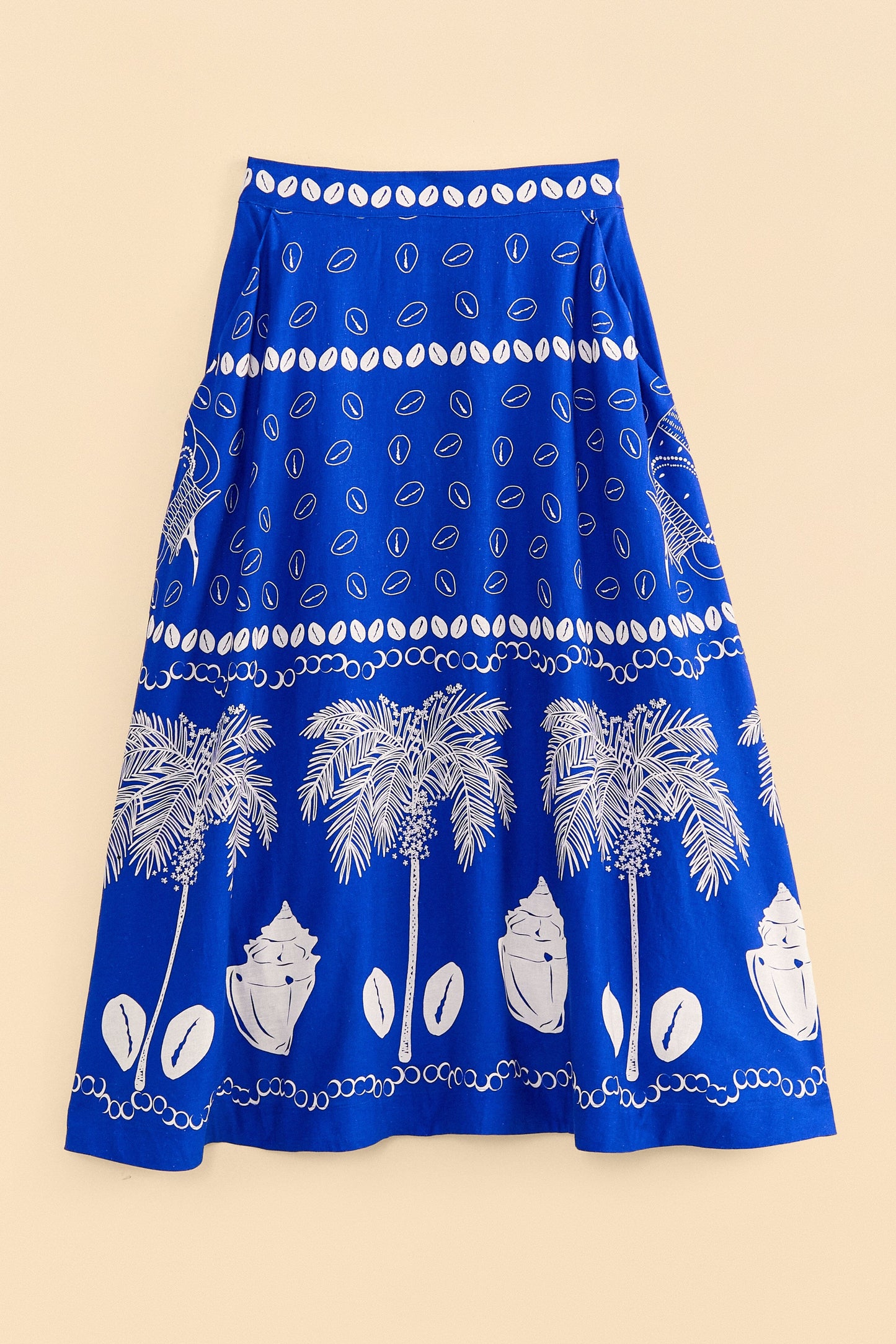 Farm Rio Blue Ondina Midi Skirt