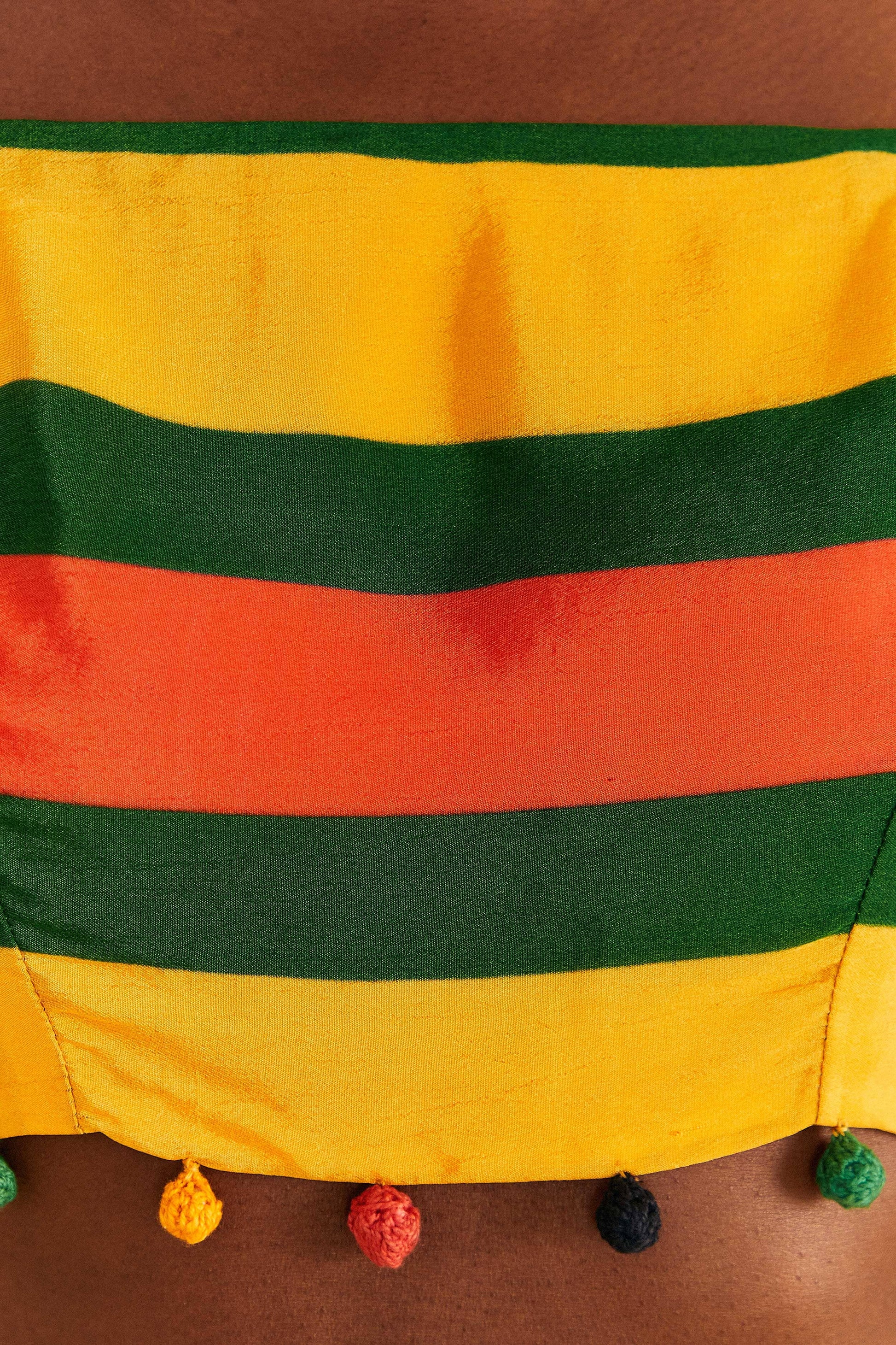 Farm Rio Yellow, Green & Red Striped Crop Top