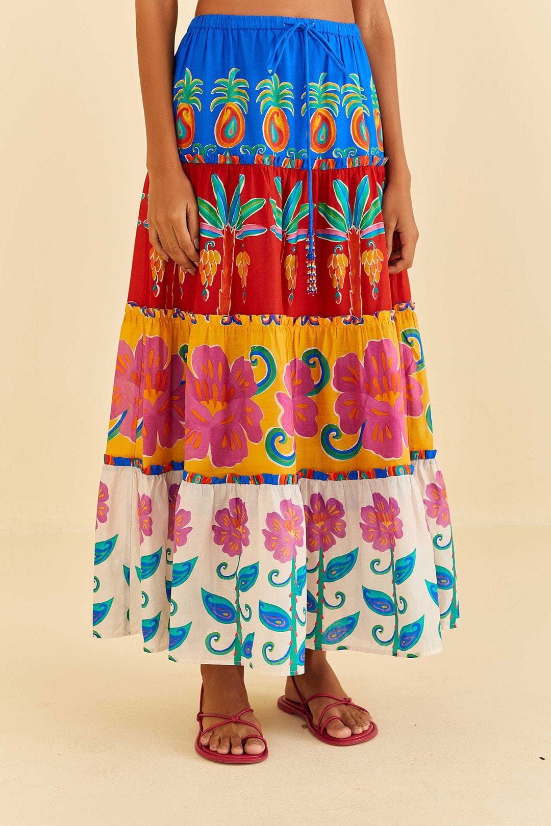 Farm Rio Off-White Vivid Garden Maxi Skirt