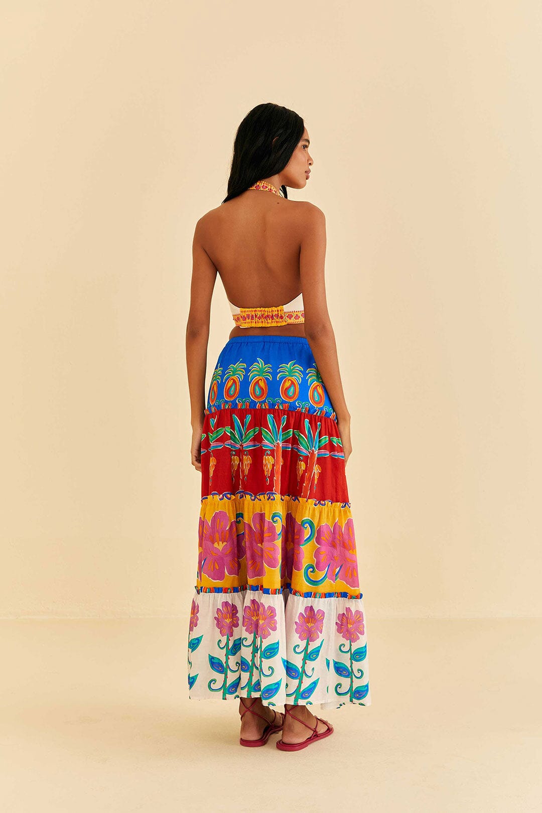 Farm Rio Off-White Vivid Garden Maxi Skirt