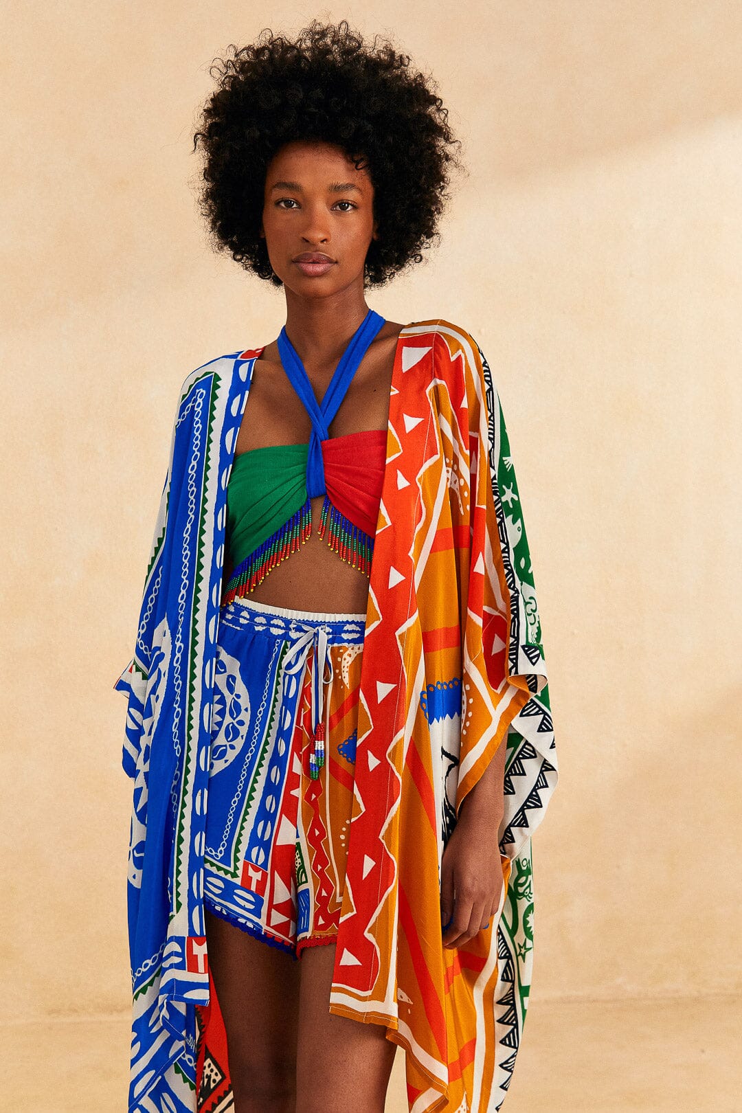 Farm Rio Off-White Pitta Colors Kimono