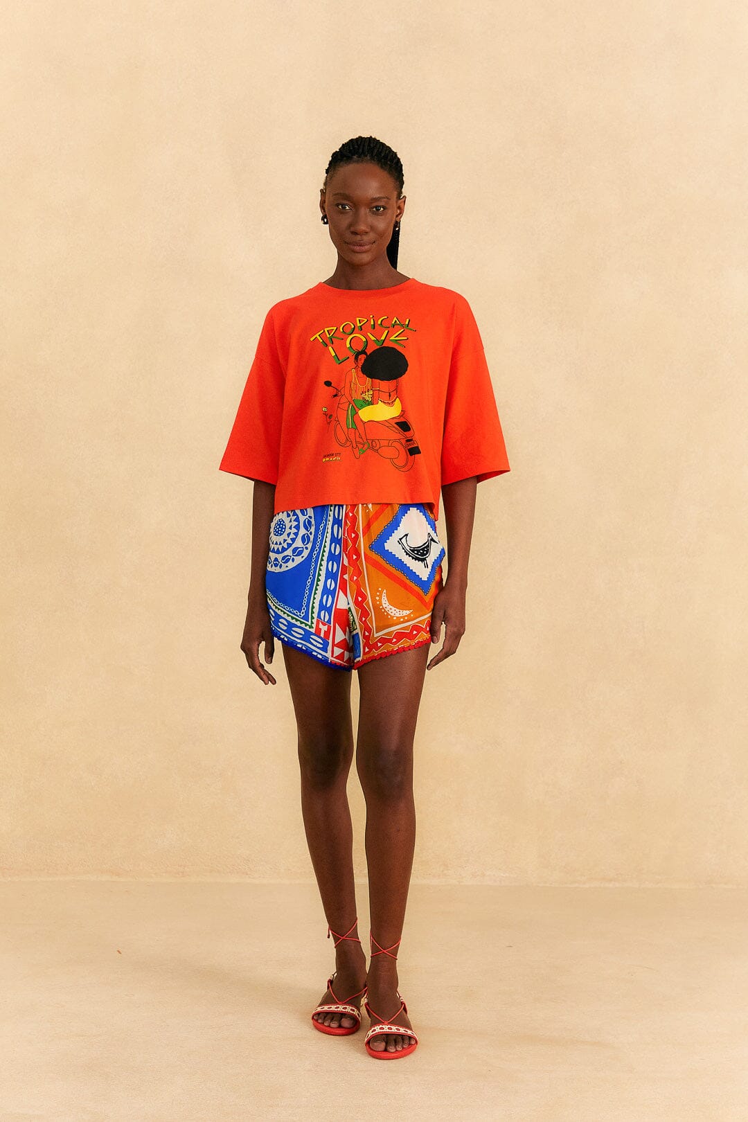Farm Rio Orange Tropical Love Organic Cotton T-Shirt