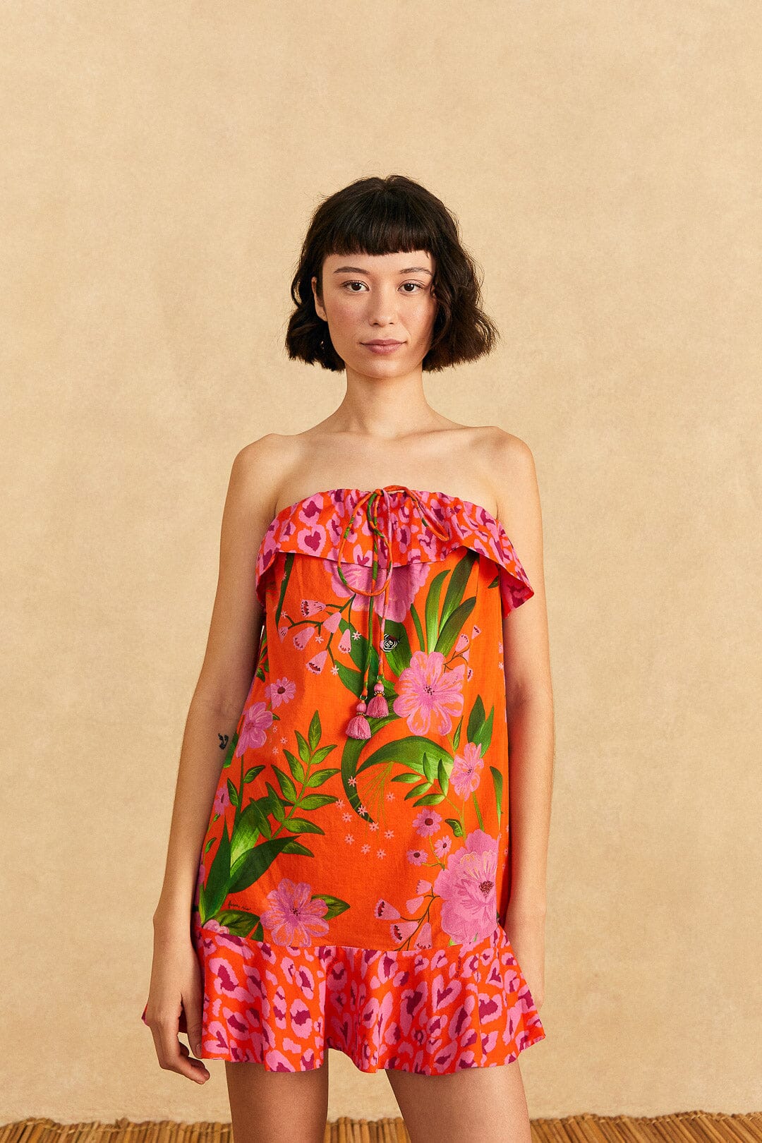 Farm Rio Romantic Garden & Leopard Pop Short Cover-Up