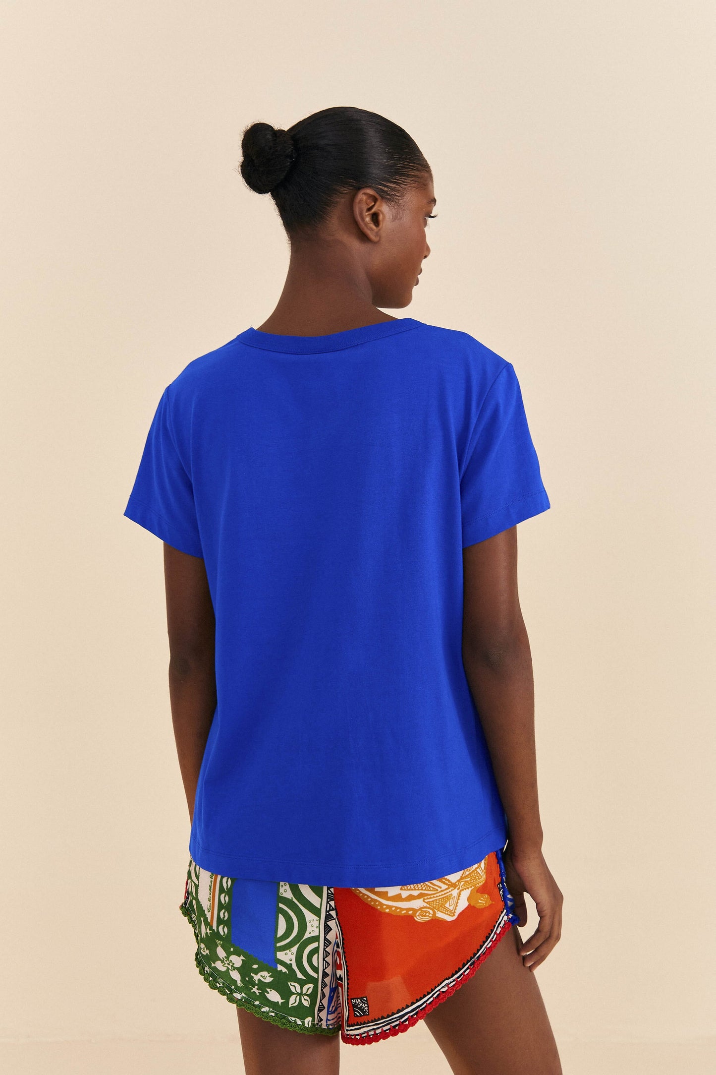 Farm Rio Blue Rainha Do Mar Organic Cotton T-Shirt