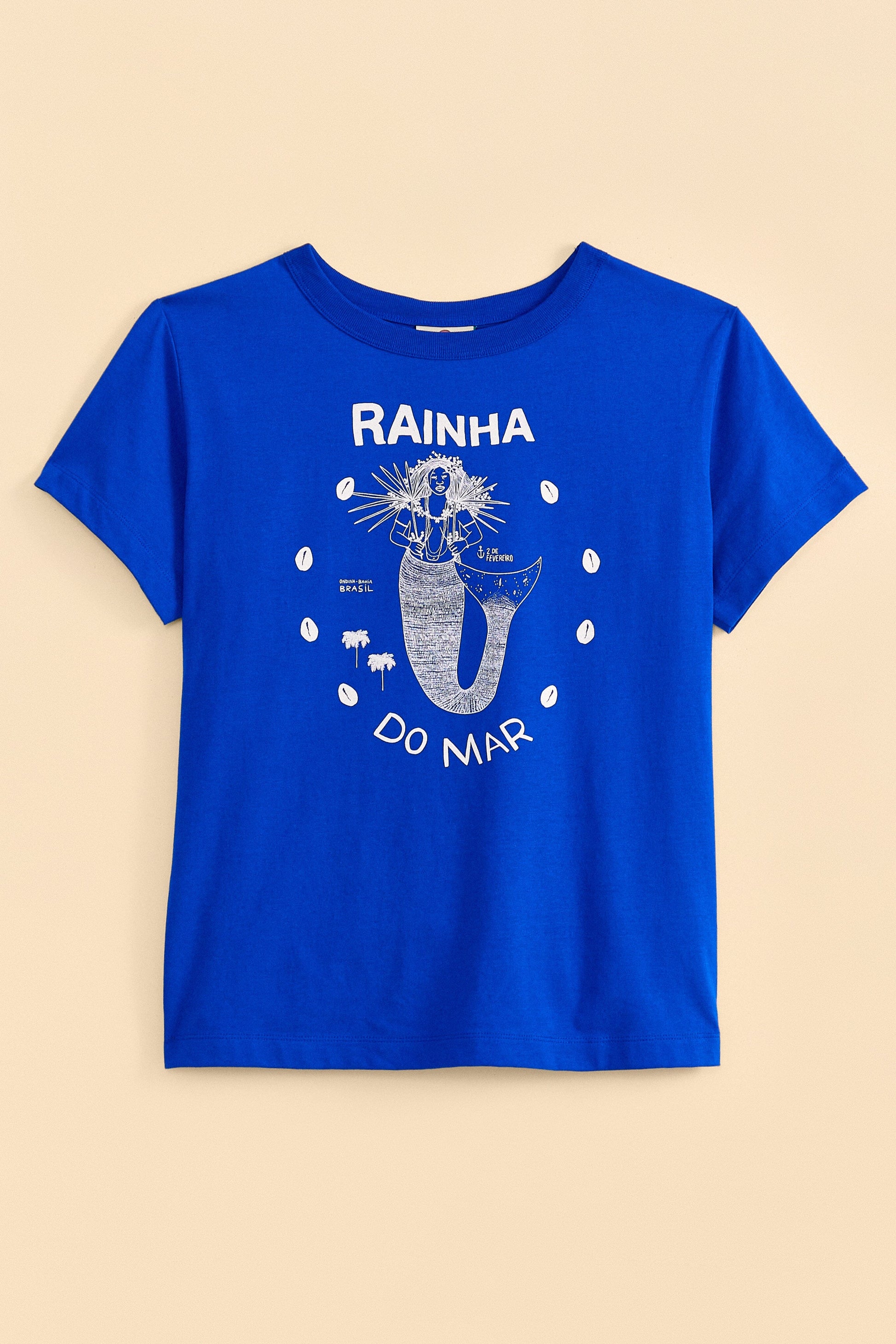 Farm Rio Blue Rainha Do Mar Organic Cotton T-Shirt