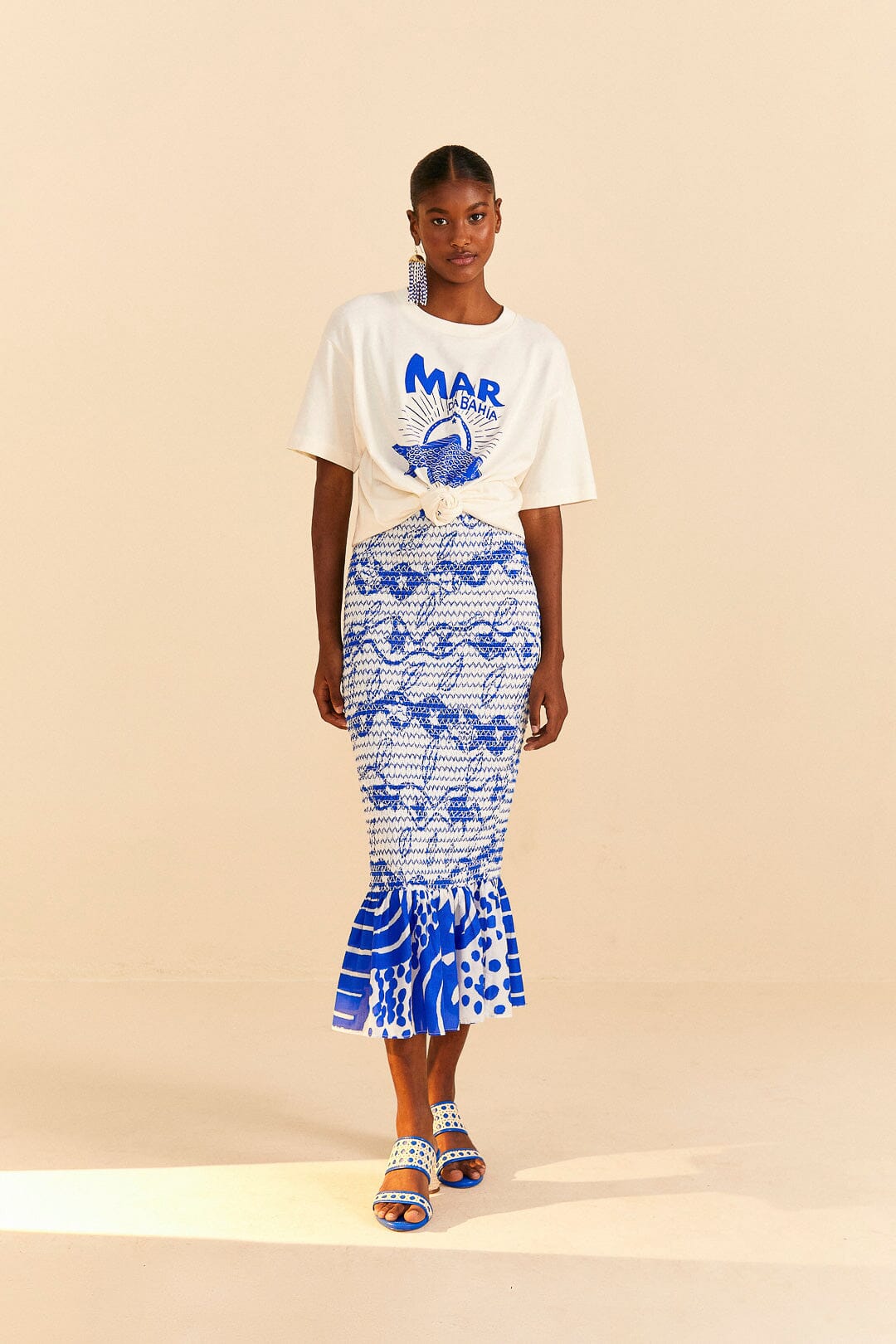 Farm Rio White Mar Da Bahia Organic Cotton T-shirt