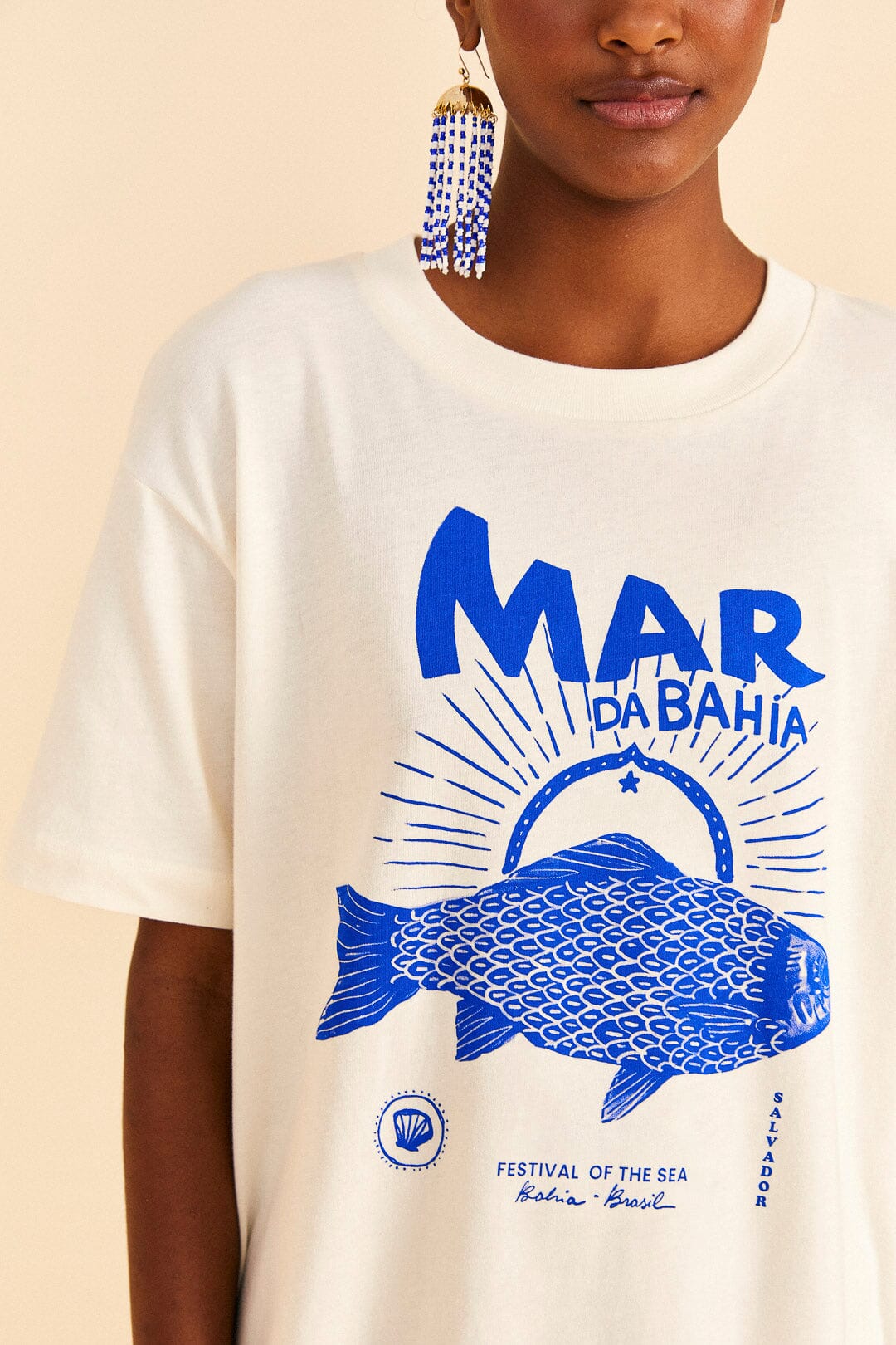 Farm Rio White Mar Da Bahia Organic Cotton T-shirt