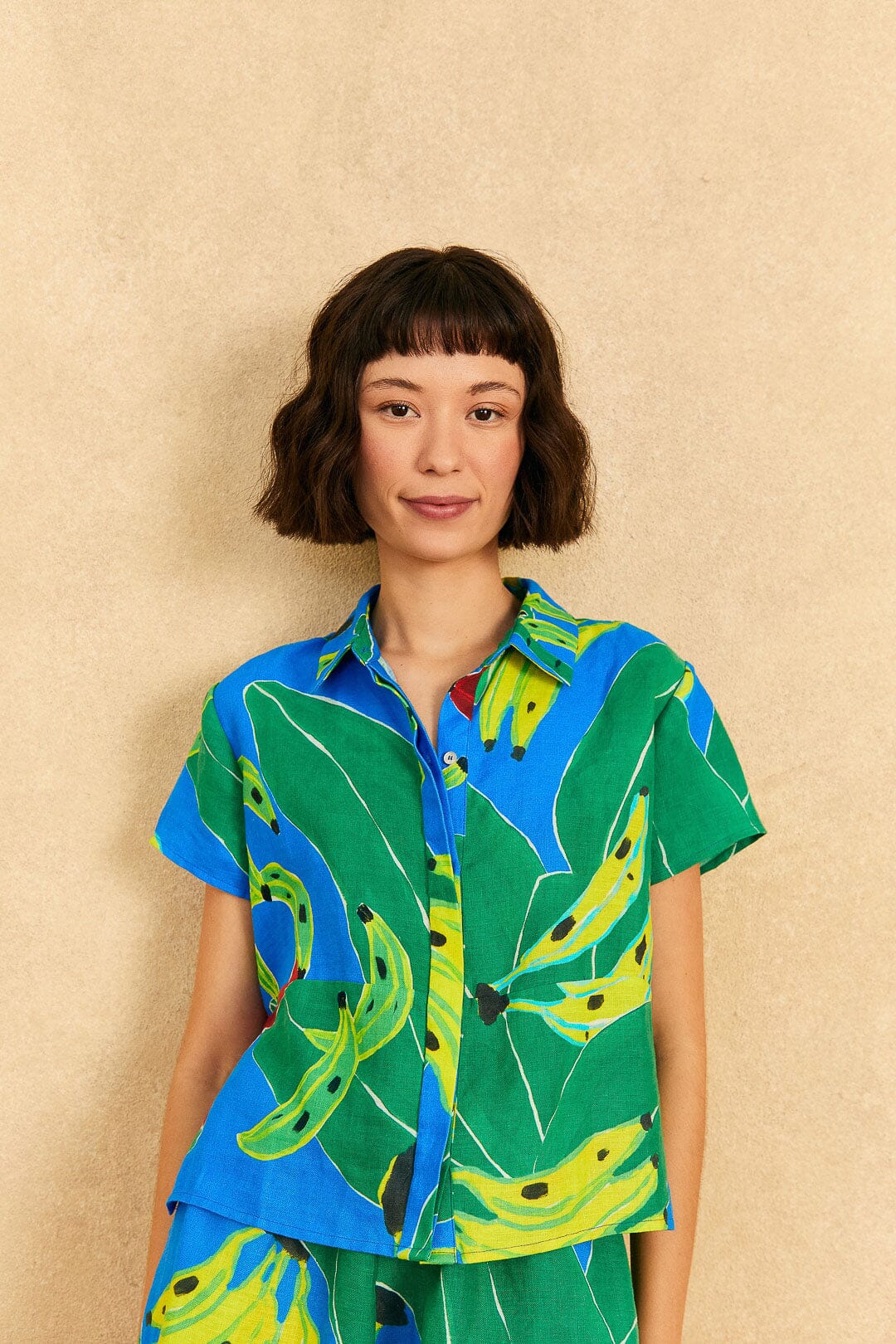 Farm Rio Blue Banana Leaves Shirt