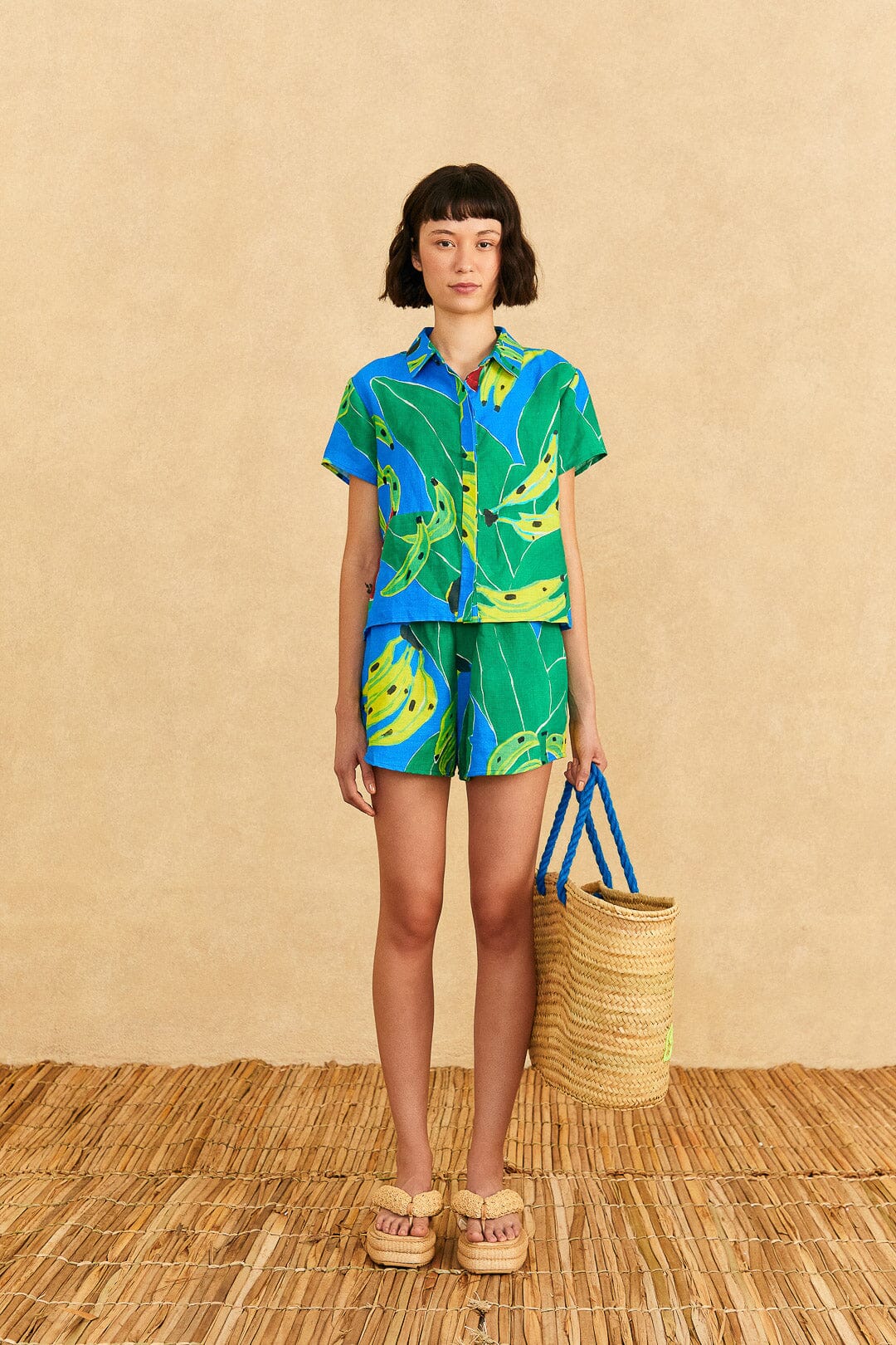 Farm Rio Blue Banana Leaves Shirt