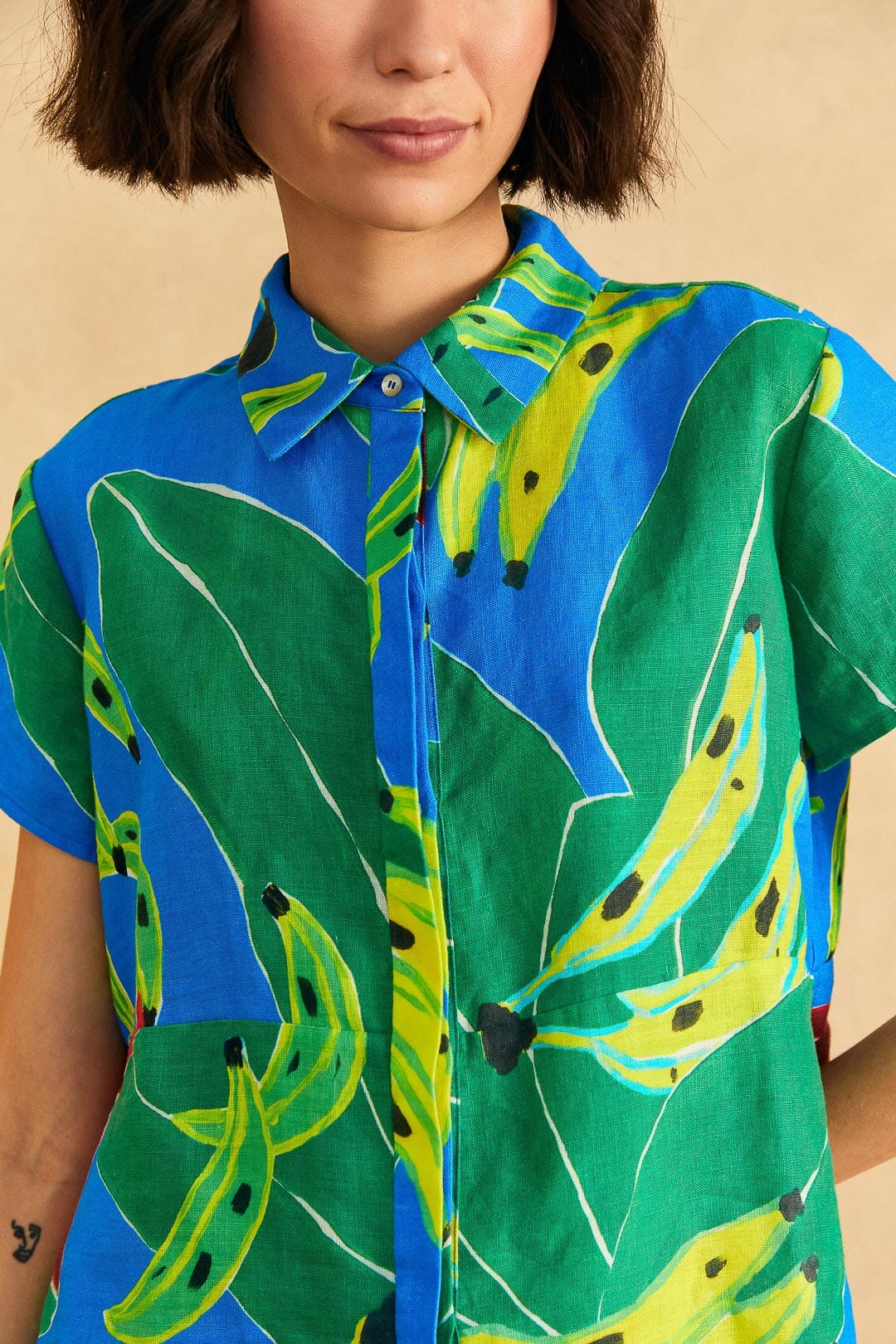 Farm Rio Blue Banana Leaves Shirt