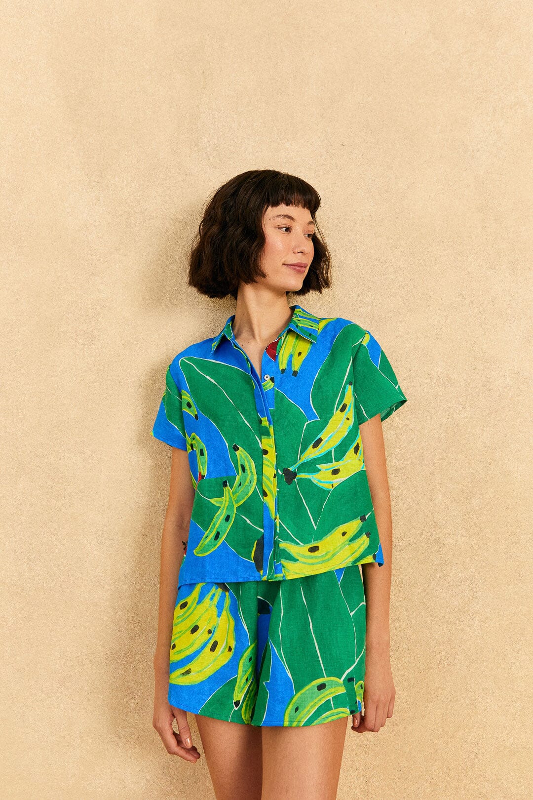 Farm Rio Blue Banana Leaves Shorts