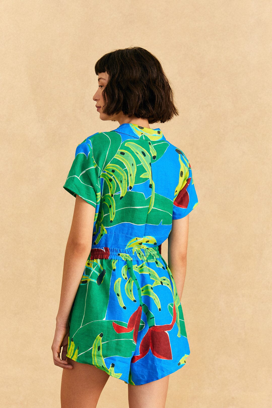 Farm Rio Blue Banana Leaves Shorts