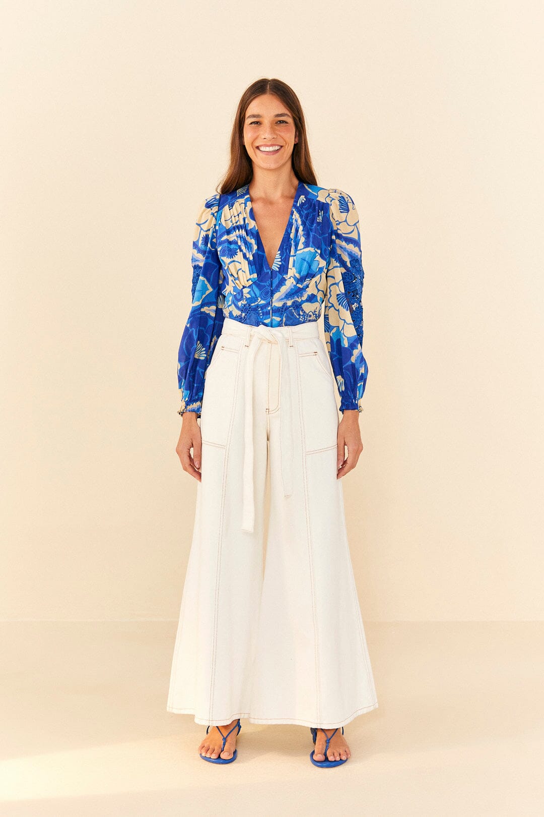 Farm Rio Off White Twill Pants