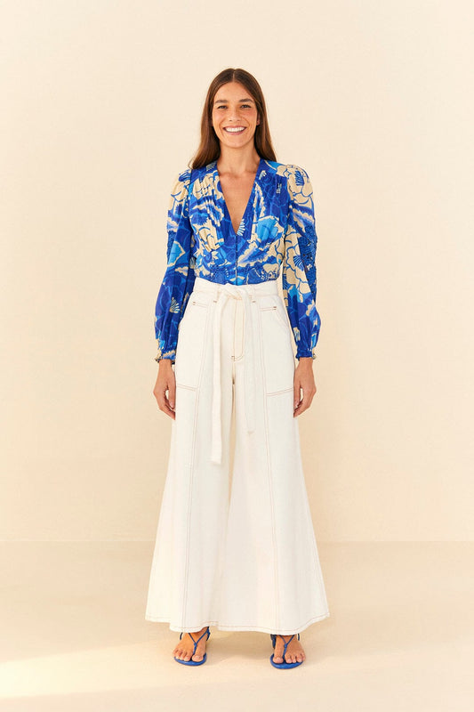 Farm Rio Off White Twill Pants
