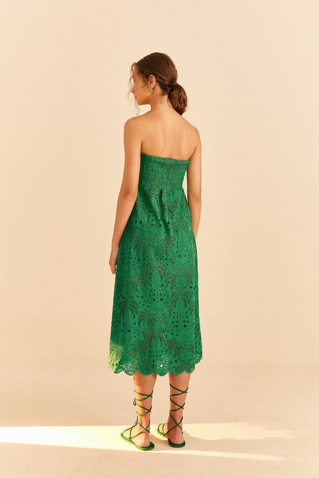 Farm Rio Green Coconut Tree Richelieu Midi Dress