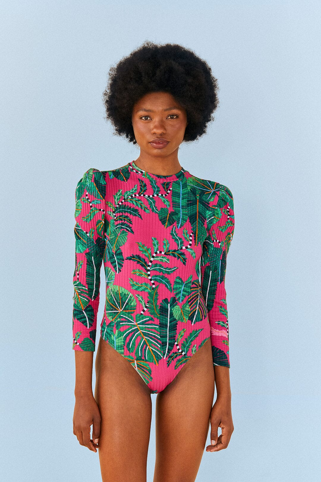 Farm Rio Pink Leaves Oganic Cotton Bodysuit