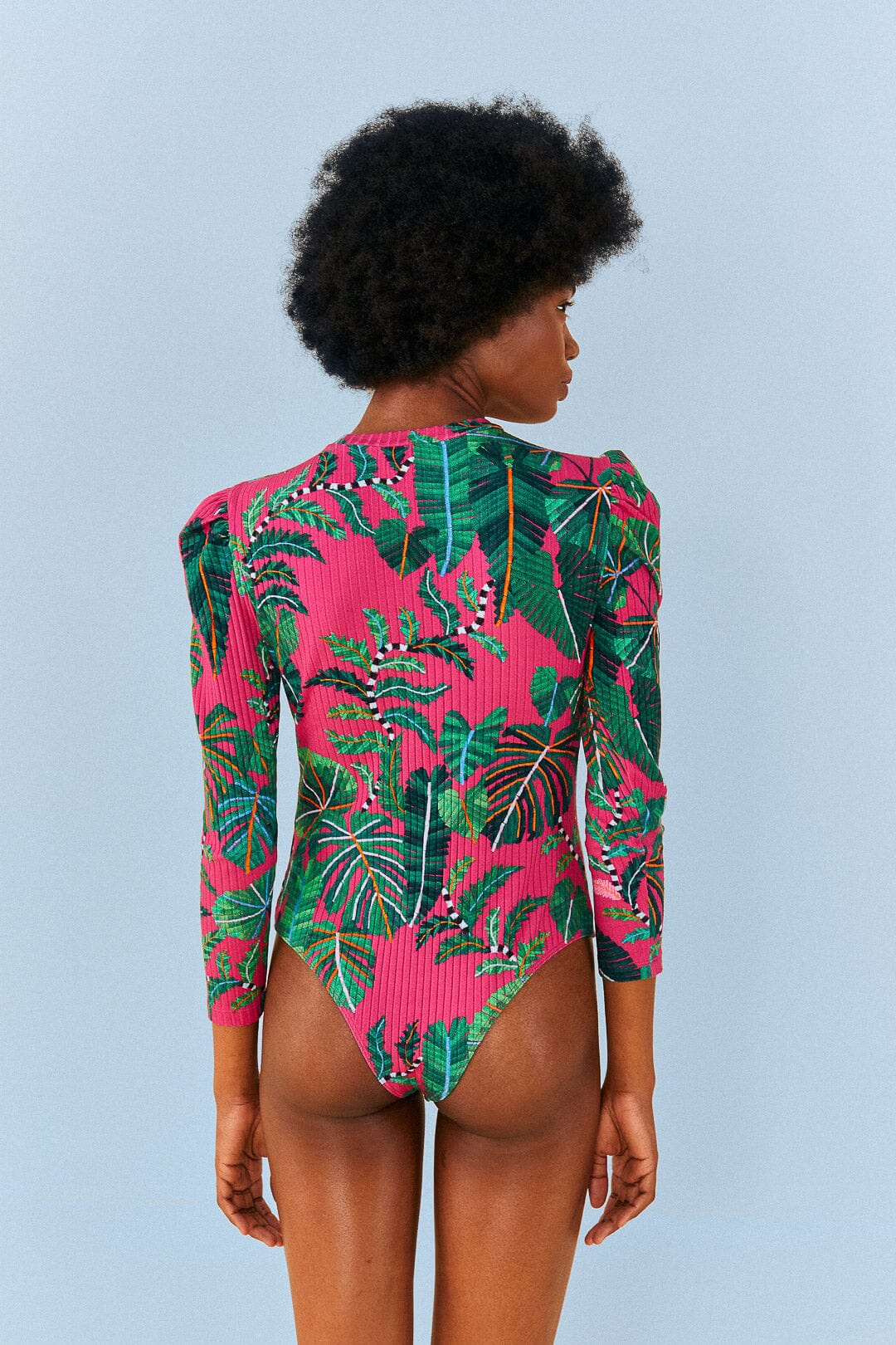Farm Rio Pink Leaves Oganic Cotton Bodysuit