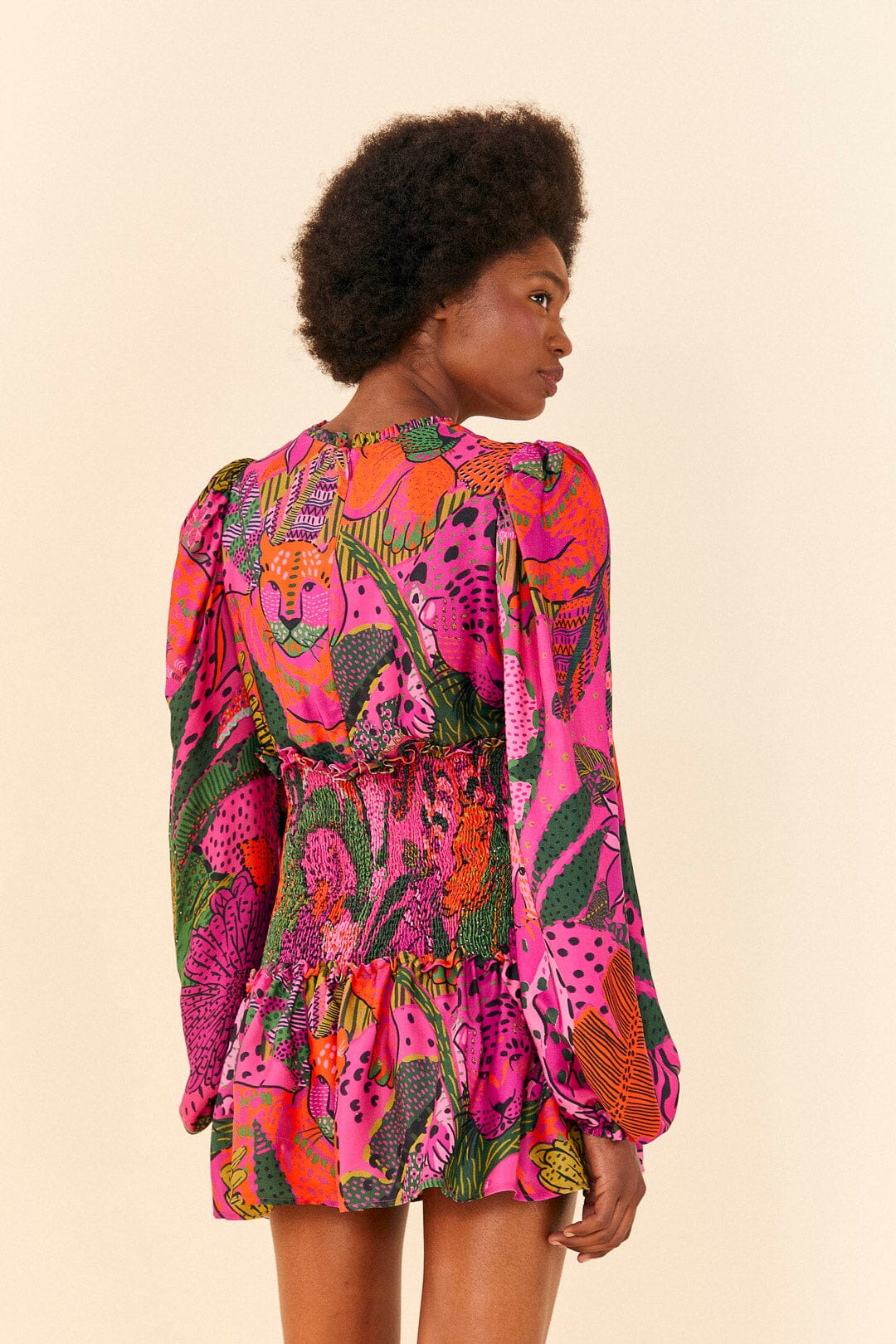 Farm Rio Pink Cool Leopards Lenzing™ Ecovero™ Viscose Mini Dress