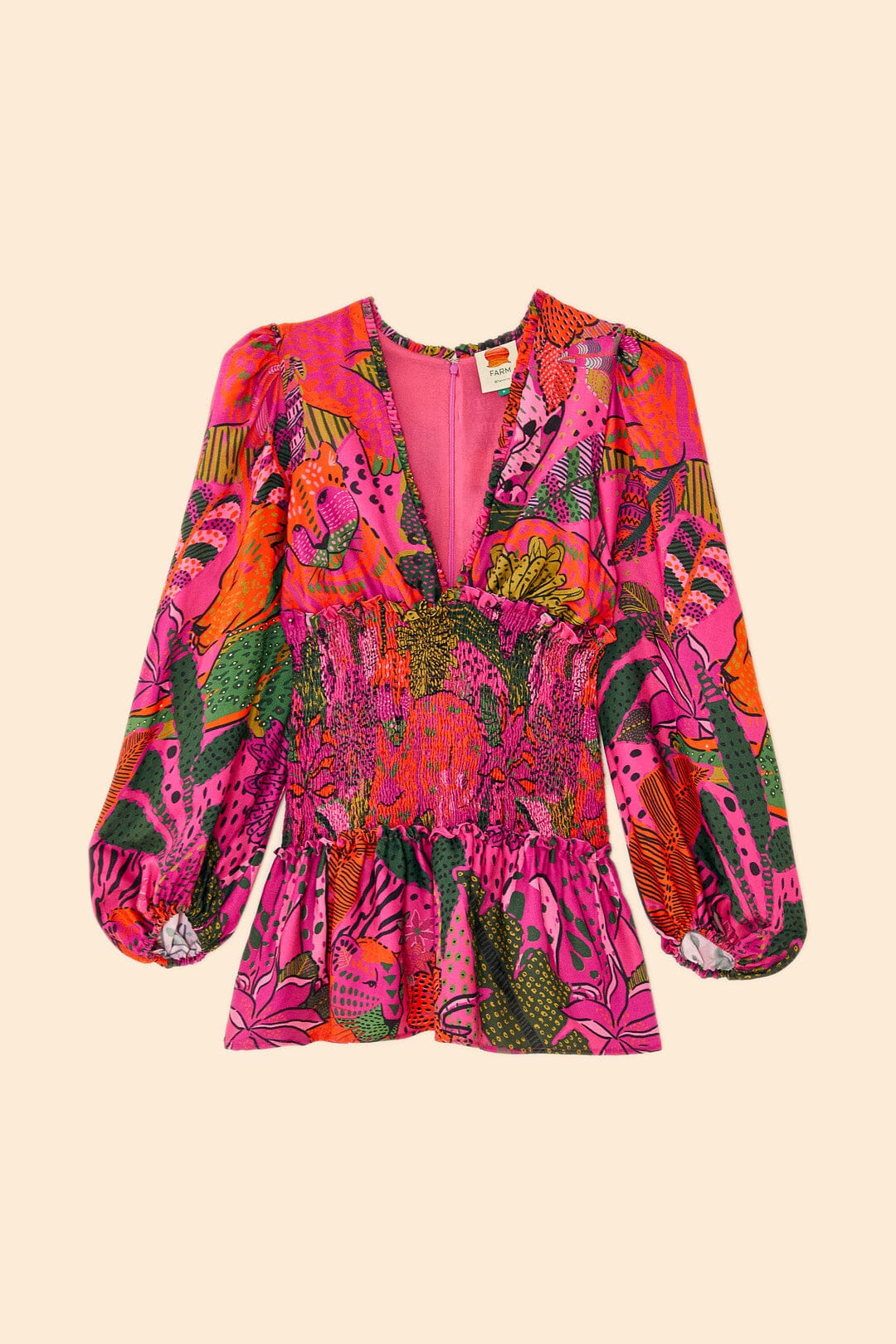 Farm Rio Pink Cool Leopards Lenzing™ Ecovero™ Viscose Mini Dress