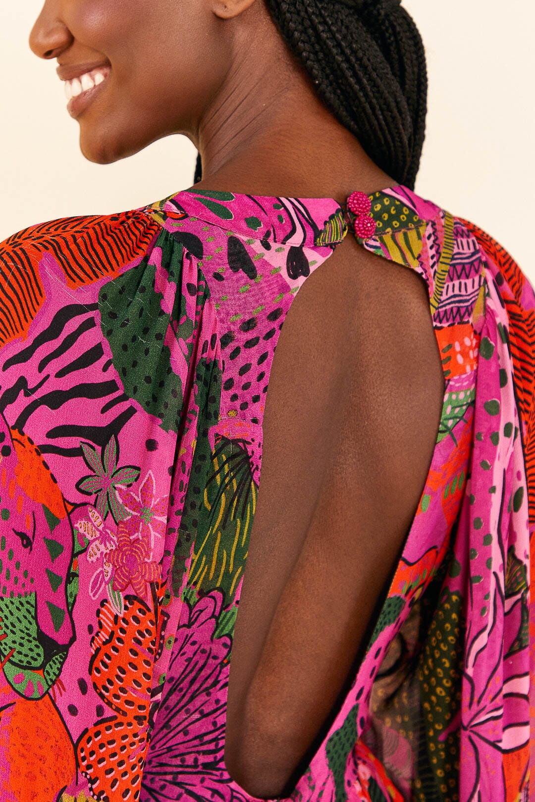 Farm Rio Pink Cool Leopards Maxi Dress