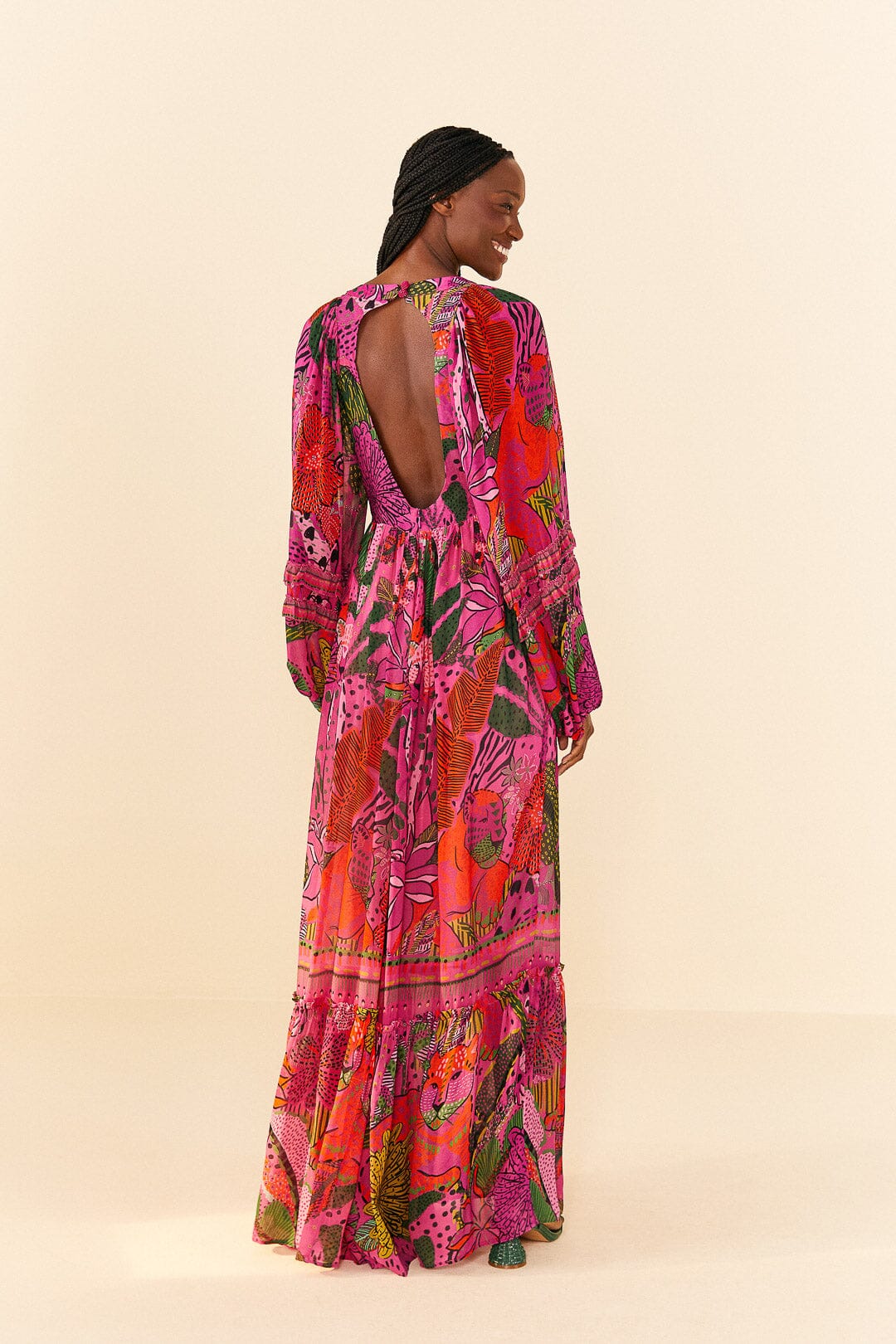 Farm Rio Pink Cool Leopards Maxi Dress