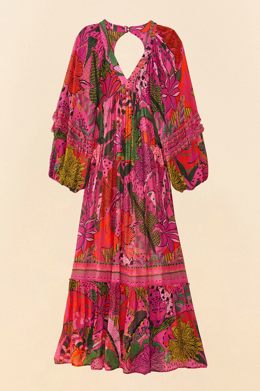 Farm Rio Pink Cool Leopards Maxi Dress