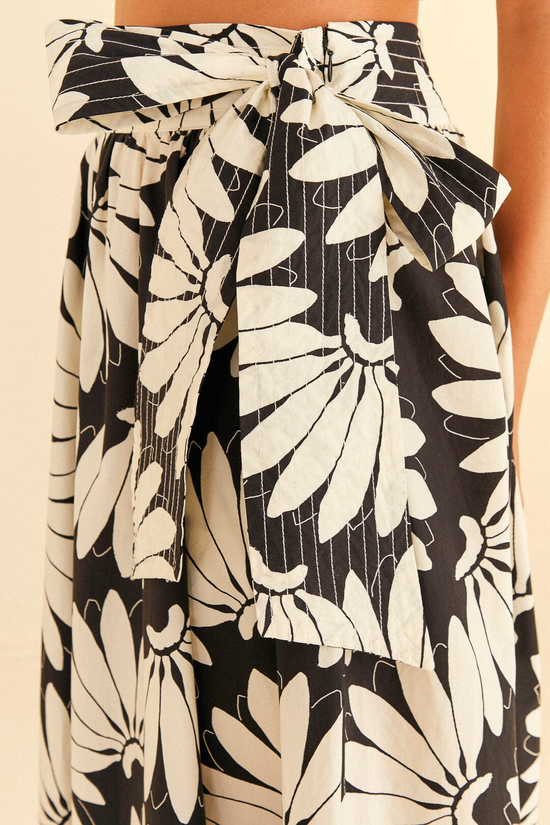 Farm Rio Black Copacabana Bow Midi Skirt