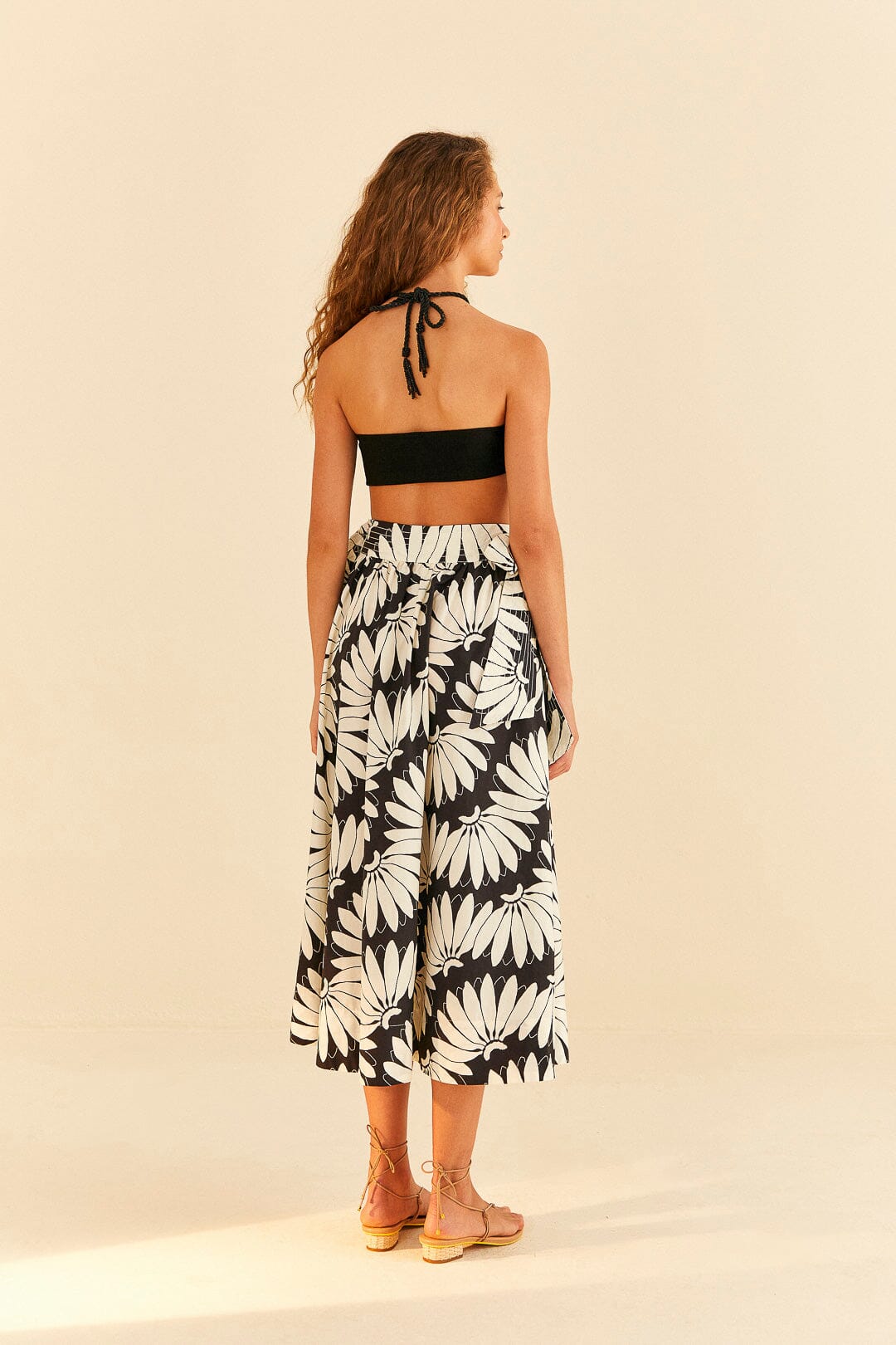 Farm Rio Black Copacabana Bow Midi Skirt