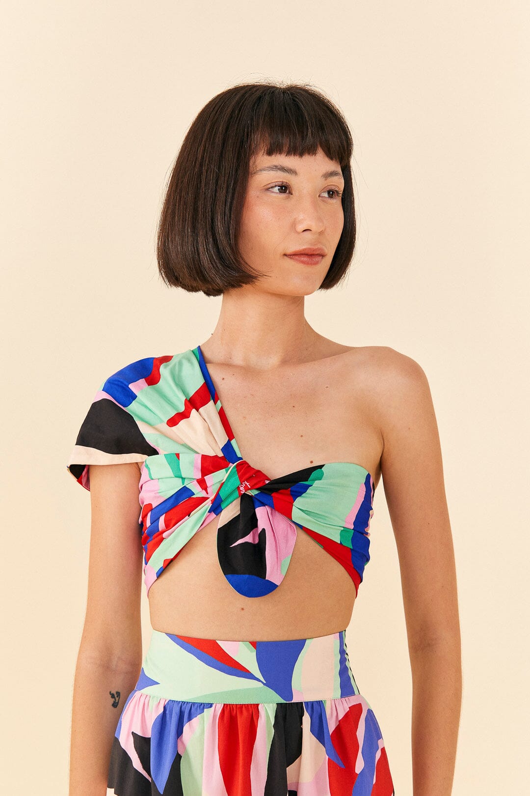 Farm Rio Colorful Monstera Organic Cotton Crop Top